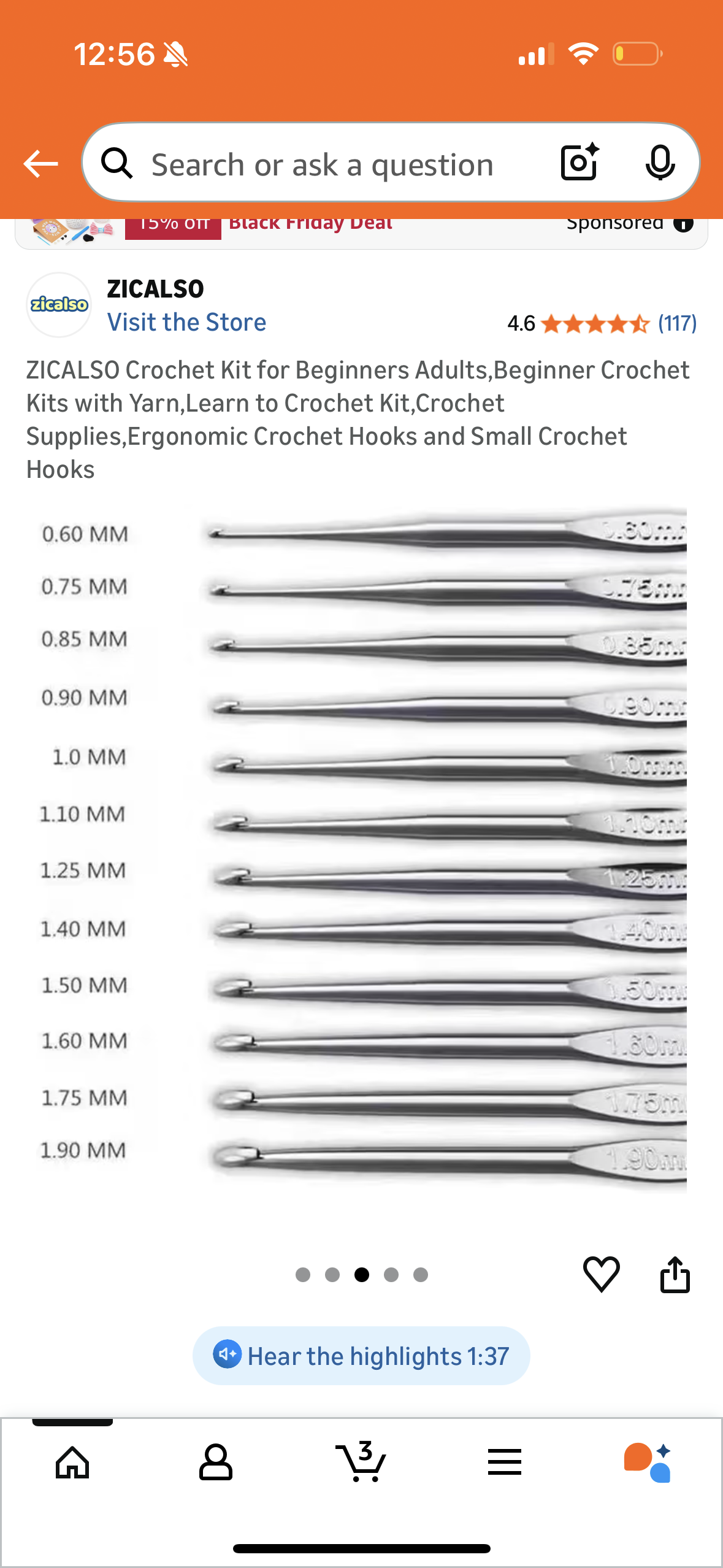 ZICALSO Crochet Kit for Beginners Adults,Beginner Crochet Kits with Yarn,Learn to Crochet Kit,Crochet Supplies,Ergonomic Crochet Hooks and Small Crochet Hooks