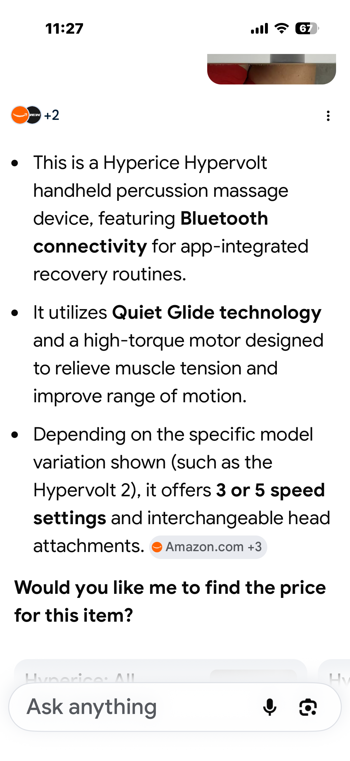 Hyperice Hypervolt Handheld Percussion Massage Device