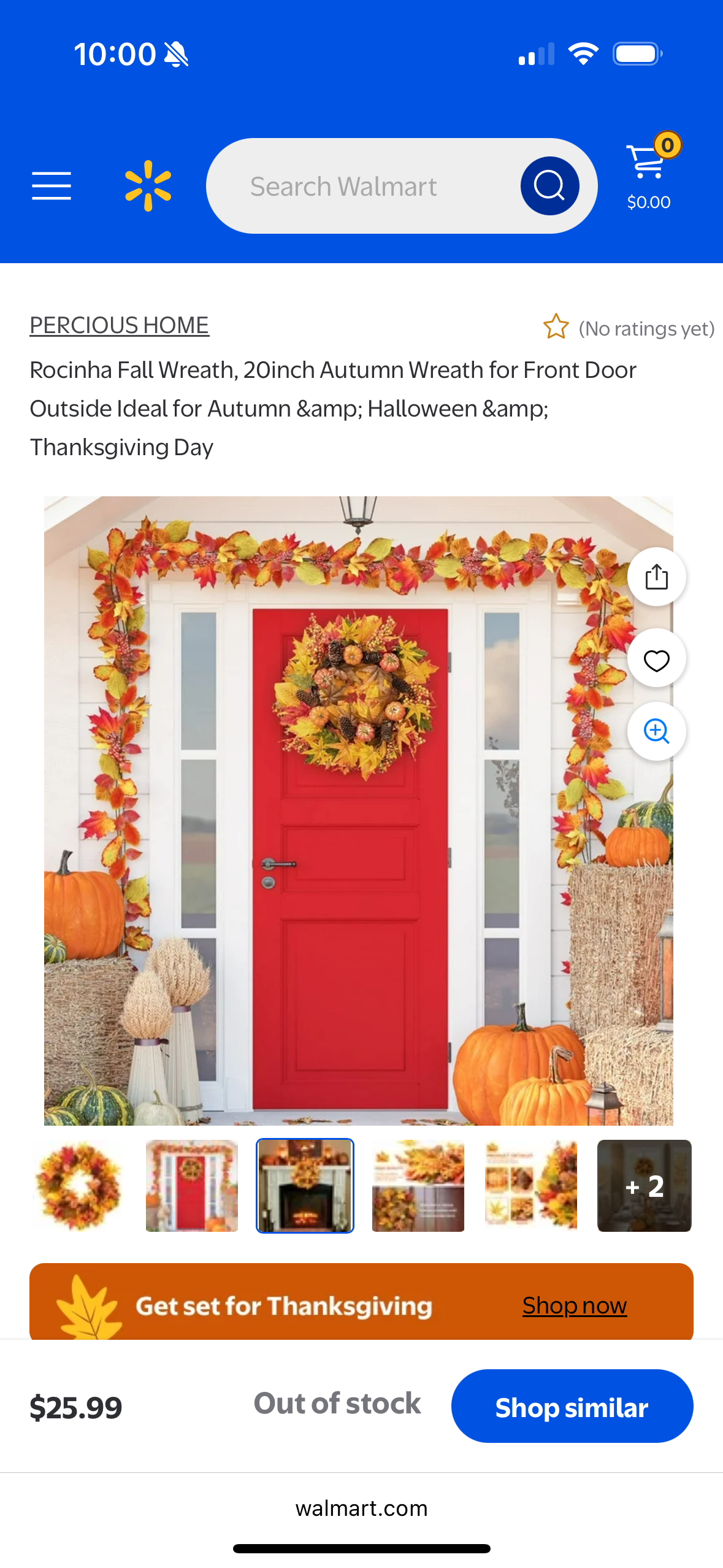 Rocinha Fall Wreath, 20inch Autumn Wreath for Front Door Outside Ideal for Autumn & Halloween & Thanksgiving Day