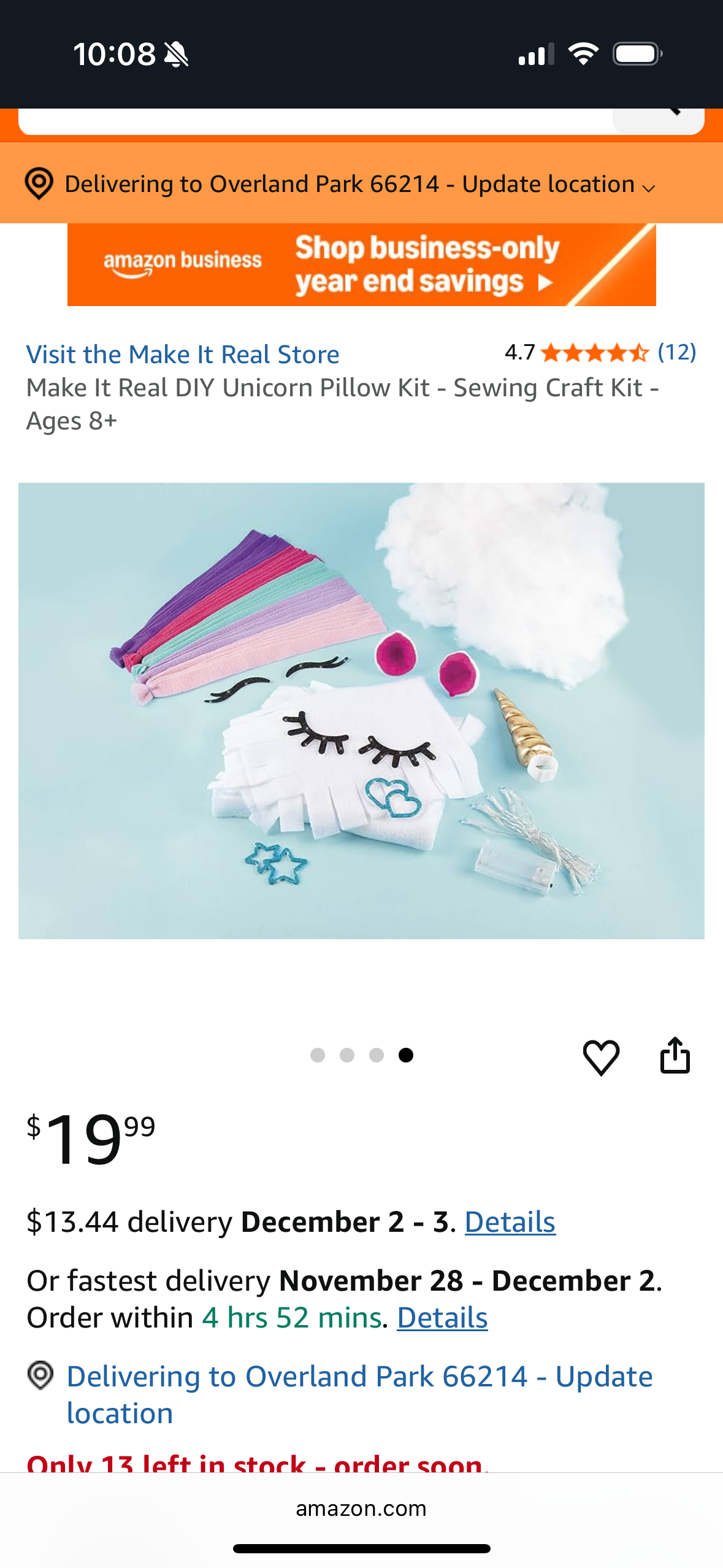 Make It Real DIY Unicorn Pillow Kit - Sewing Craft Kit - Ages 8+