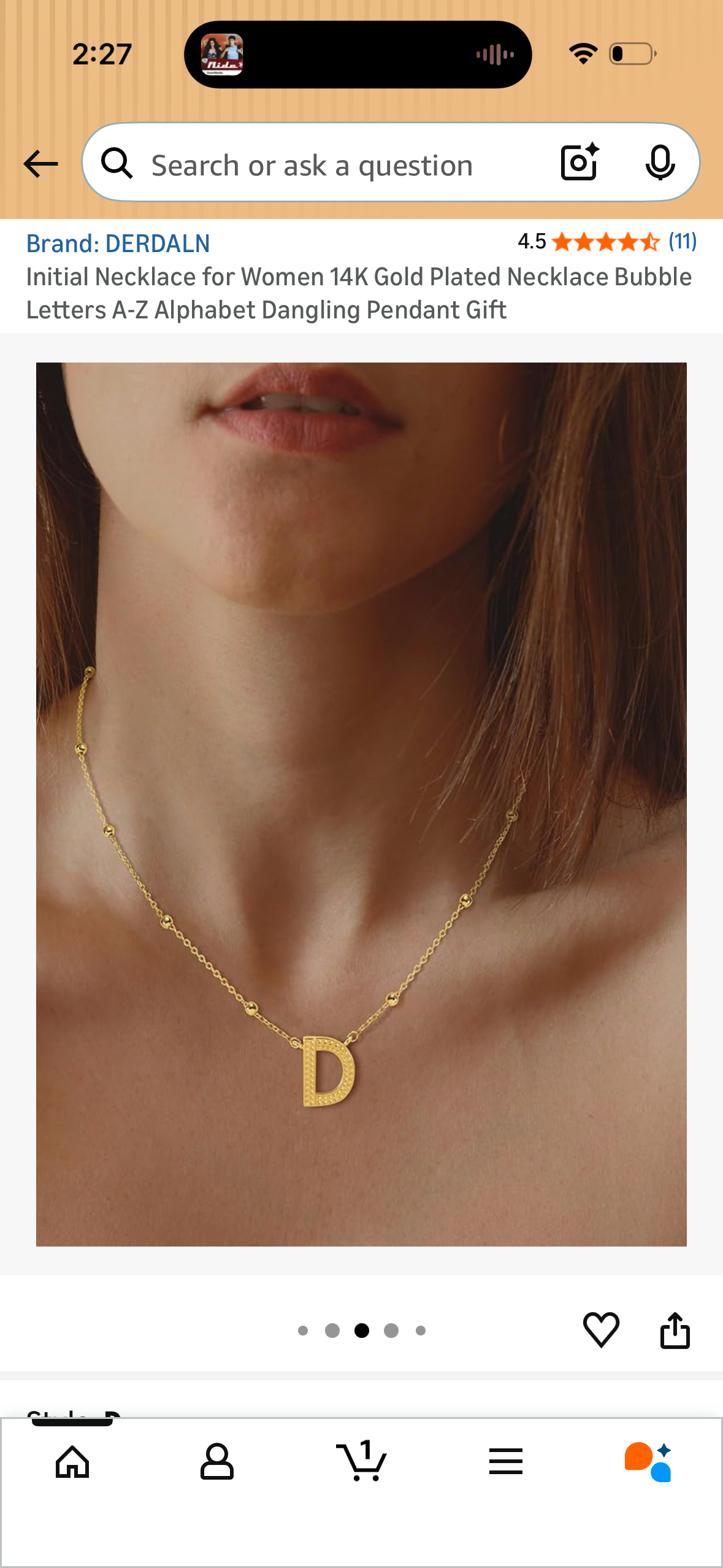 Initial Necklace for Women 14K Gold Plated Necklace Bubble Letters D Alphabet Dangling Pendant Gift