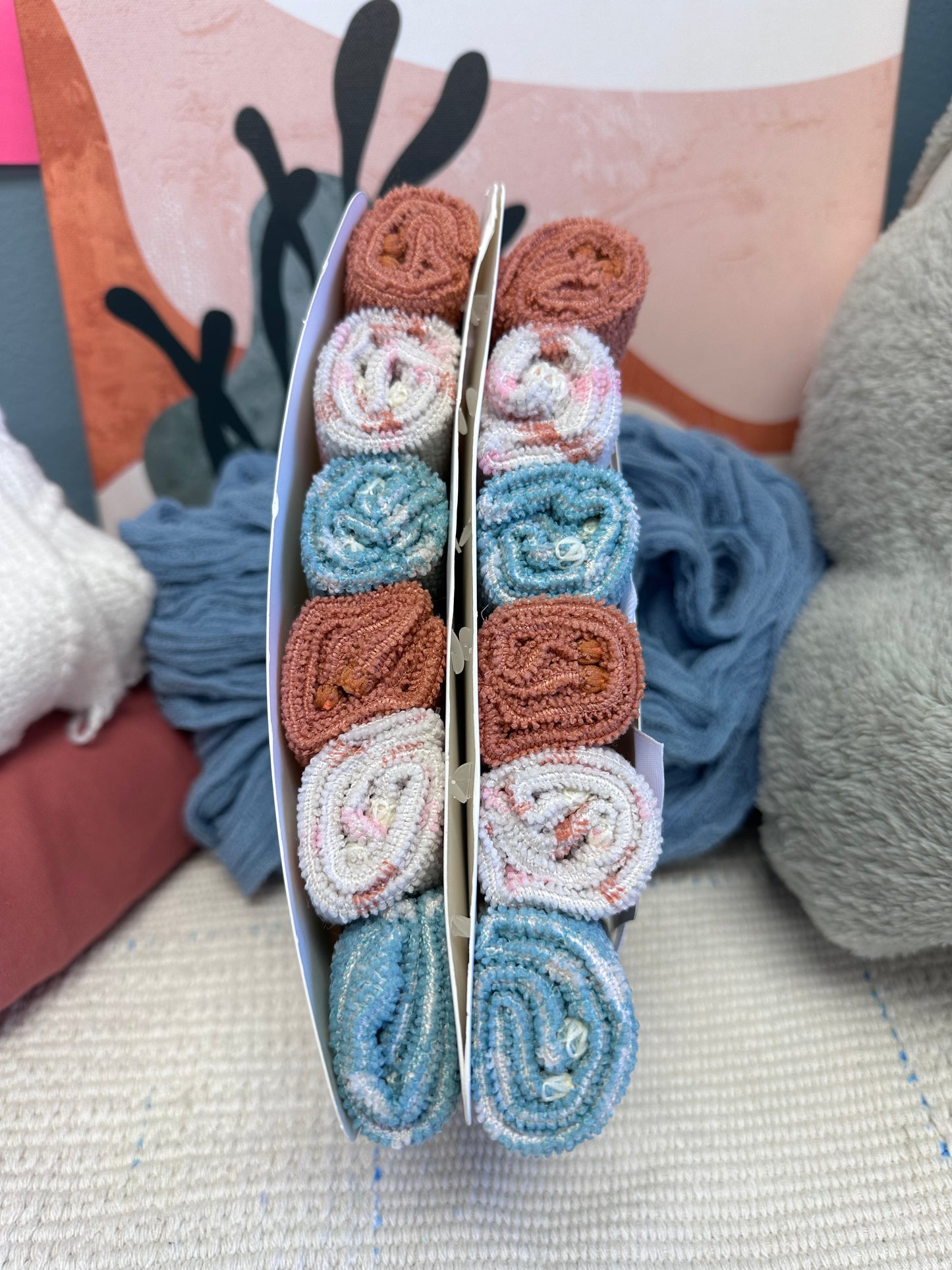 Infant Washcloths 12 Piece (Burnt Orange/Teal)