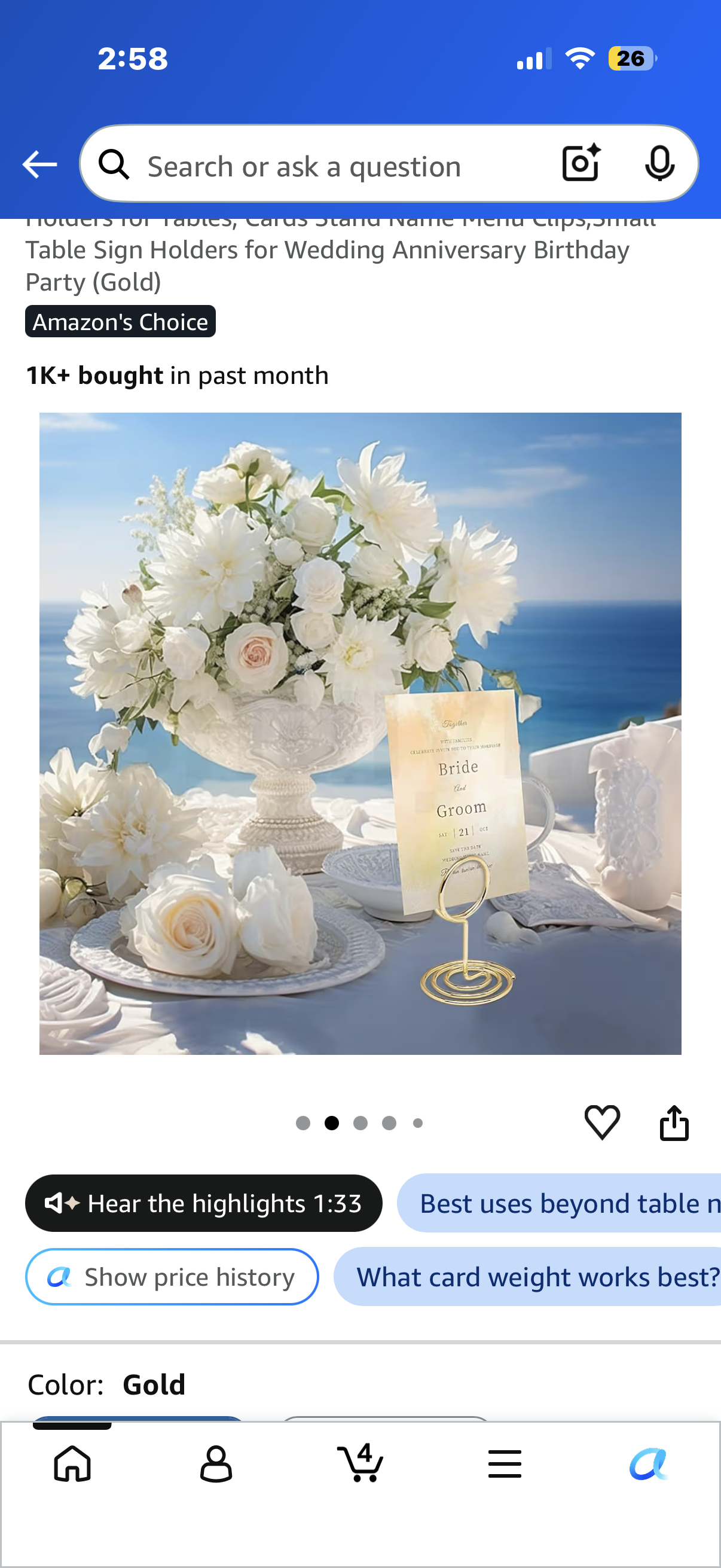 30PCS Table Number Holders Place Card Holder - Photo Holders for Tables, Cards Stand Name Menu Clips,Small Table Sign Holders for Wedding Anniversary Birthday Party (Gold