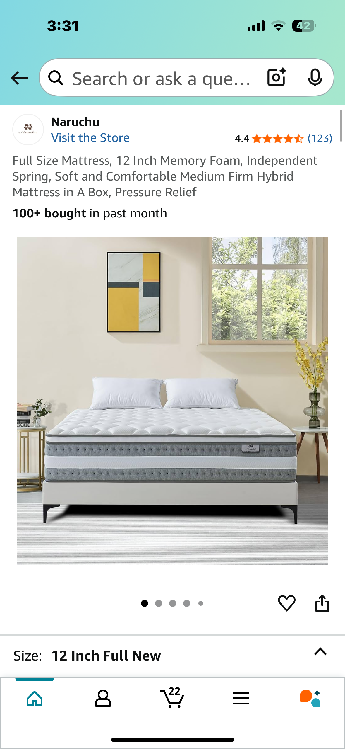 Full Size Mattress, 12” (B1001)