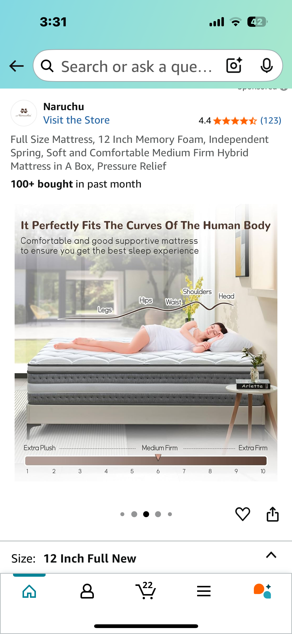 Full Size Mattress, 12” (B1001)