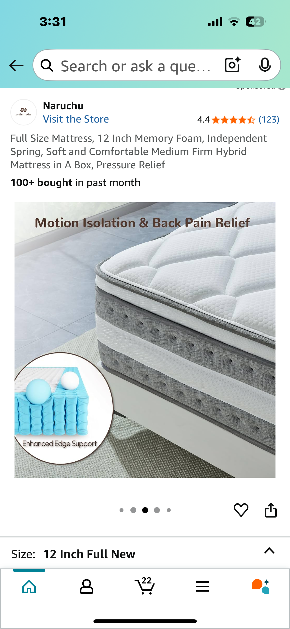 Full Size Mattress, 12” (B1001)