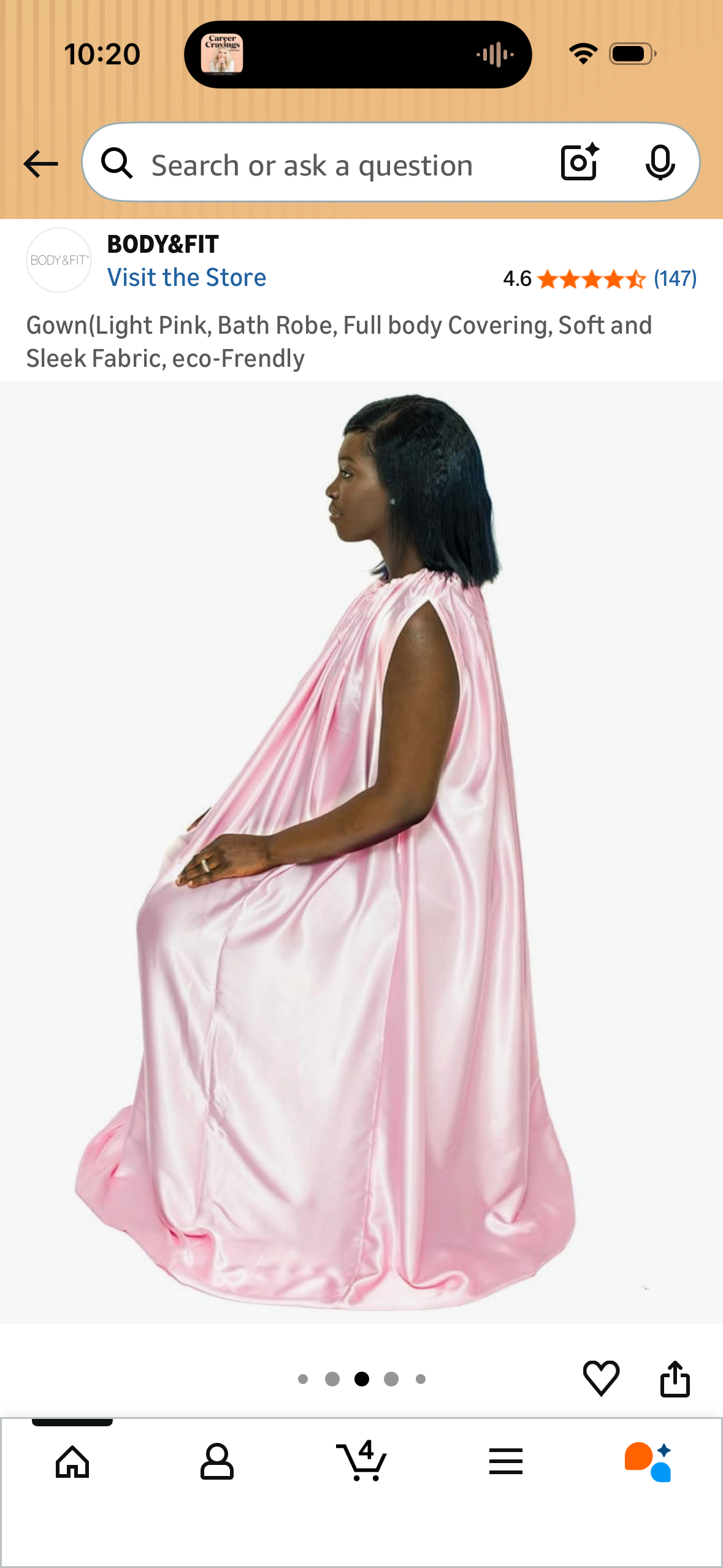 Gown(Light Pink, Bath Robe, Full body Covering, Soft and Sleek Fabric, eco-Friendly (One Size)