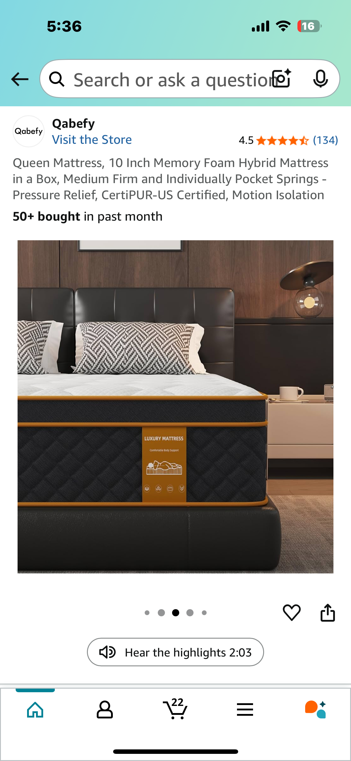 Queen Size Mattress, 10” (B1012)