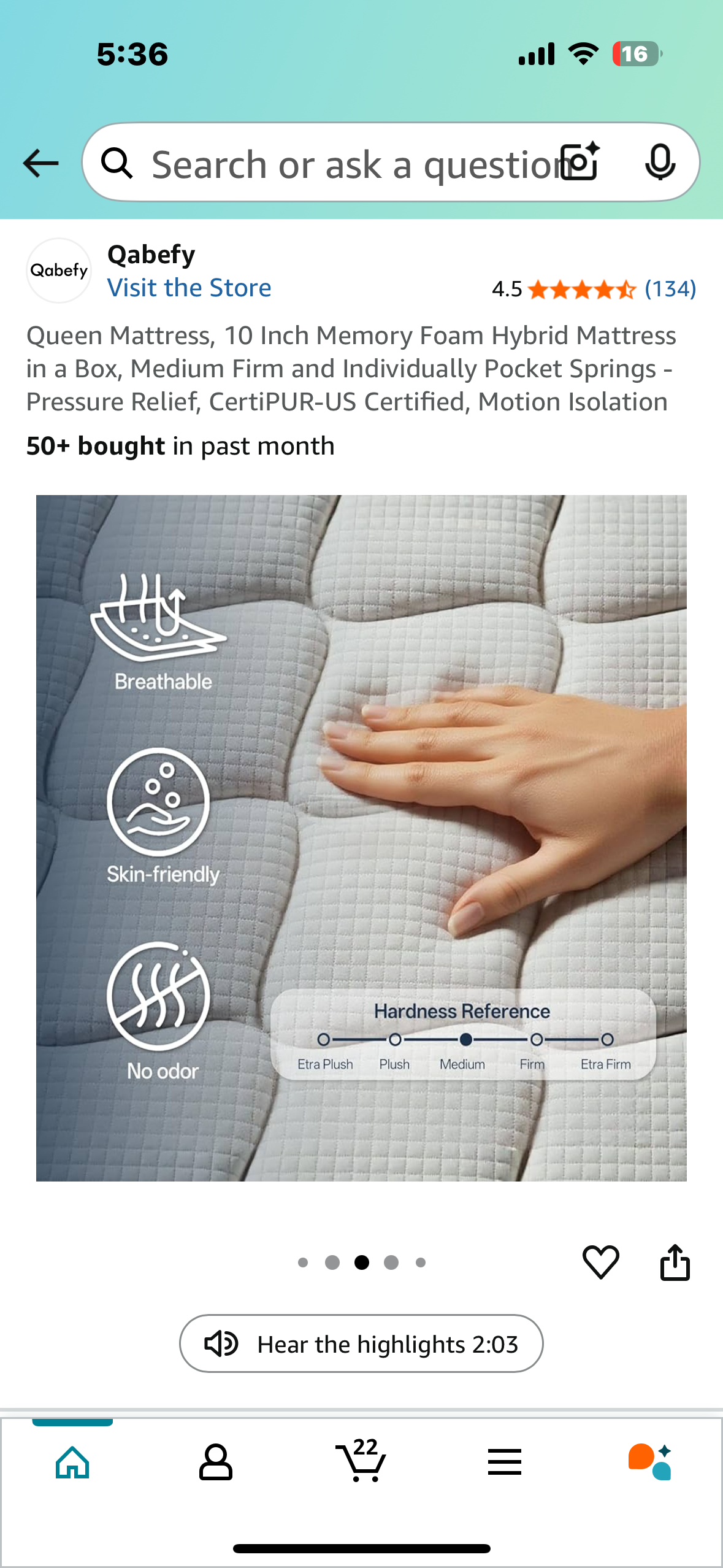 Queen Size Mattress, 10” (B1012)