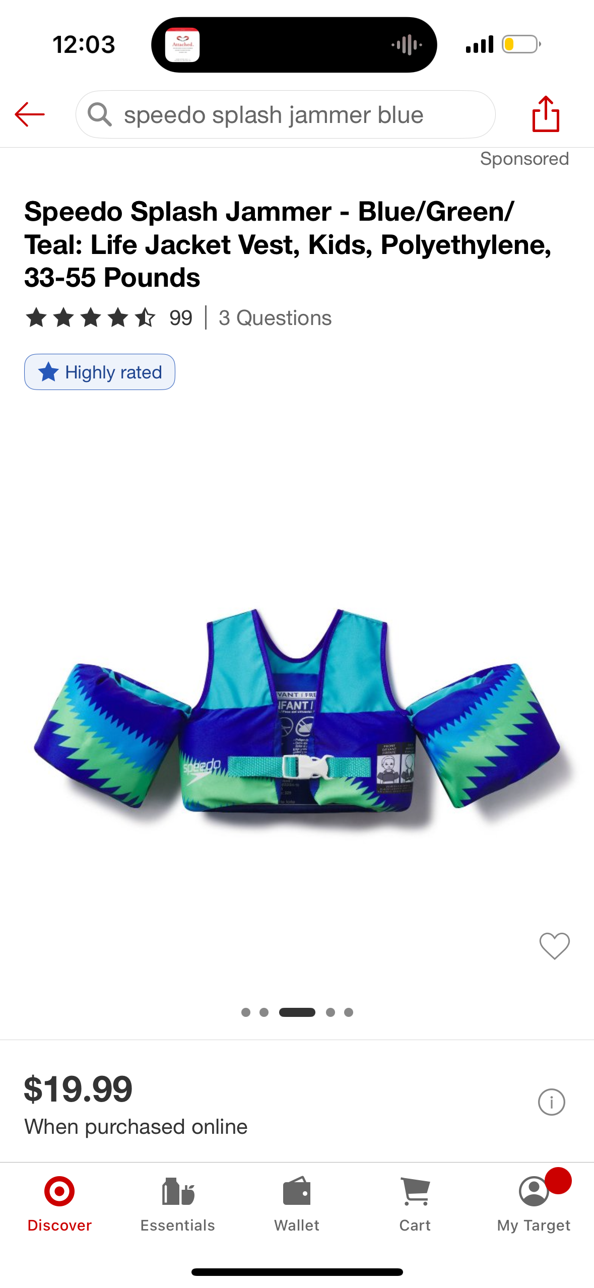 Speedo Splash Jammer - Blue/Green/ Teal: Life Jacket Vest, Kids, Polyethylene, 33-55 Pounds