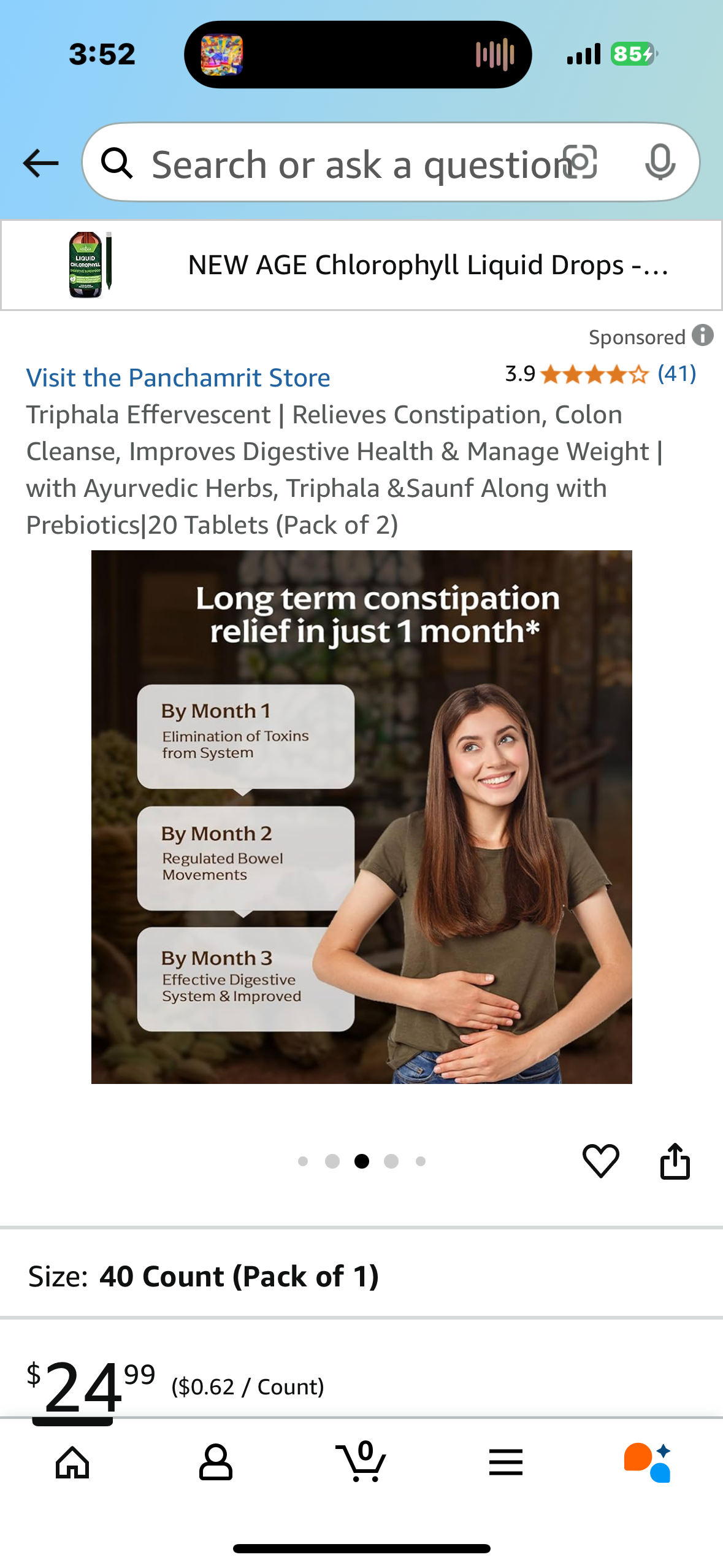 Triphala Effervescent | Relieves Constipation, Colon Cleanse, Improves Digestive Health & Manage Weight | with Ayurvedic Herbs, Triphala &Saunf Along with Prebiotics|20 Tablets (Pack of 2)