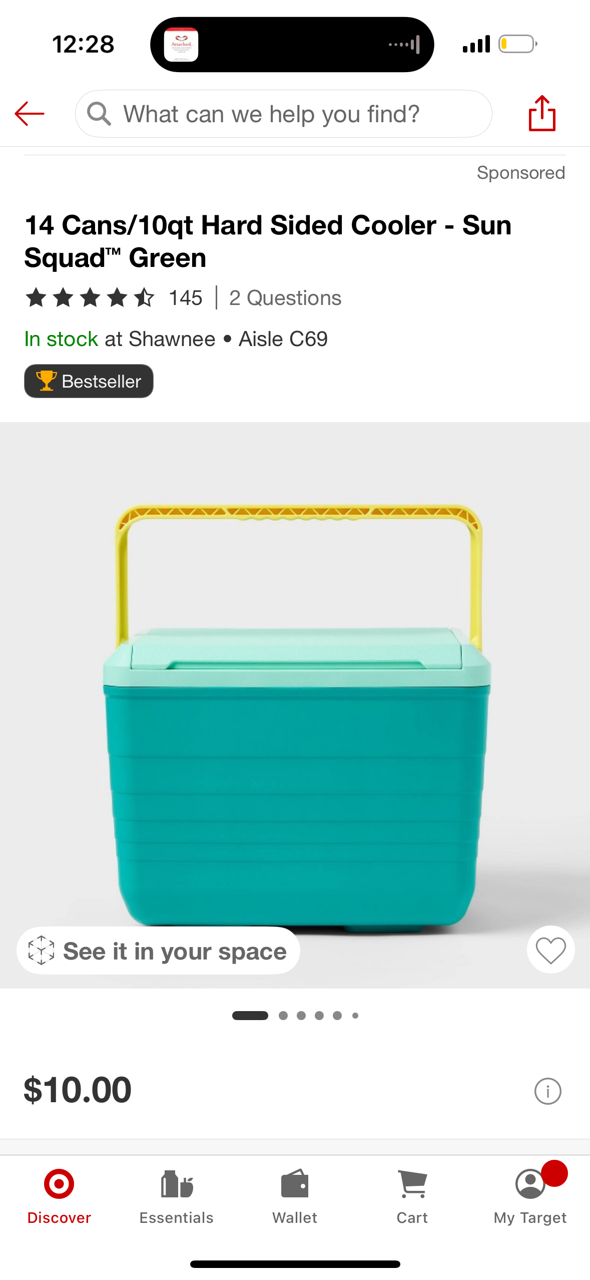 14 Cans/10qt Hard Sided Cooler - Sun Squad™ Green