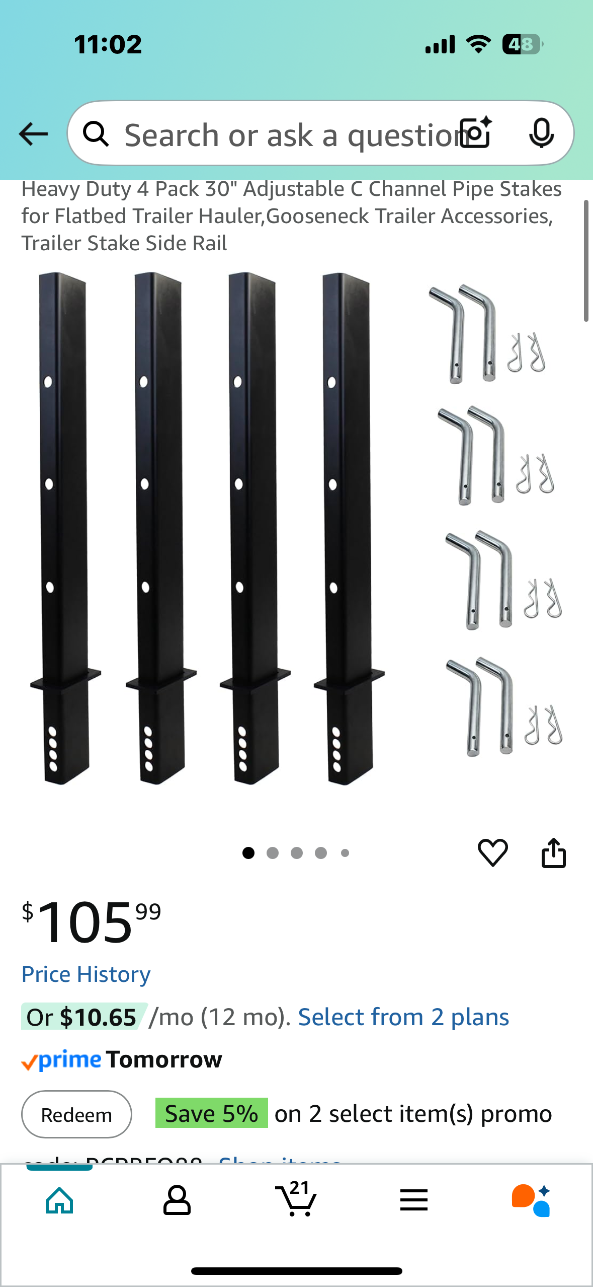 Heavy Duty 4 Pack 30" Adjustable C Channel Pipe Stakes for Flatbed Trailer Hauler,Gooseneck Trailer Accessories, Trailer Stake Side Rail (G825)