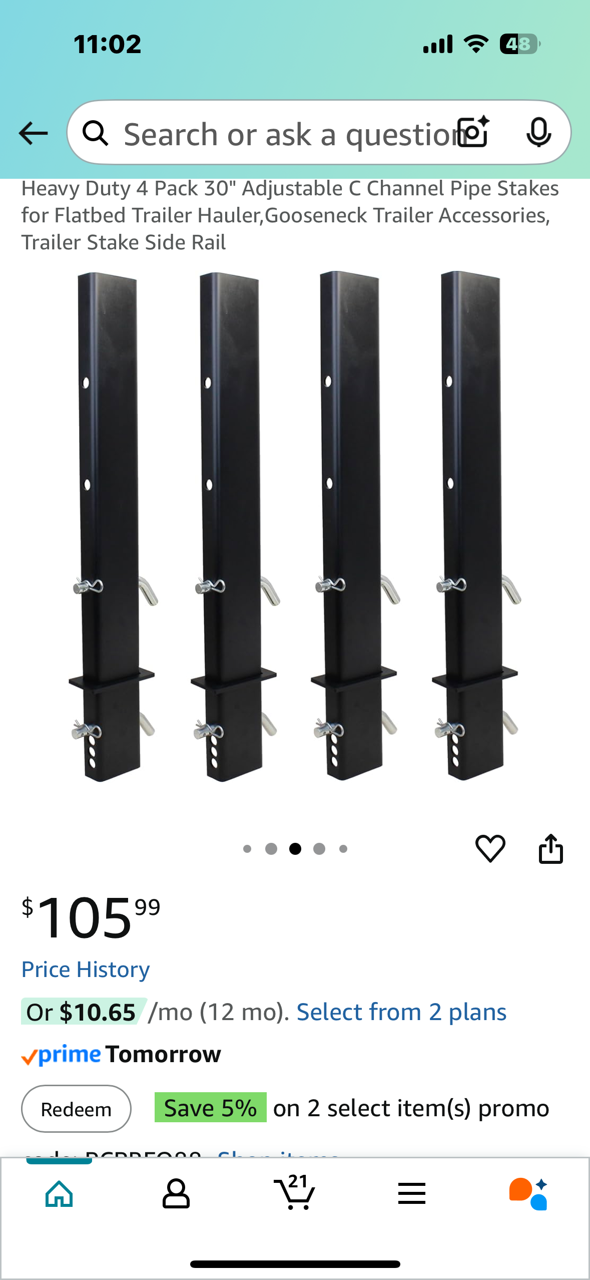 Heavy Duty 4 Pack 30" Adjustable C Channel Pipe Stakes for Flatbed Trailer Hauler,Gooseneck Trailer Accessories, Trailer Stake Side Rail (G825)