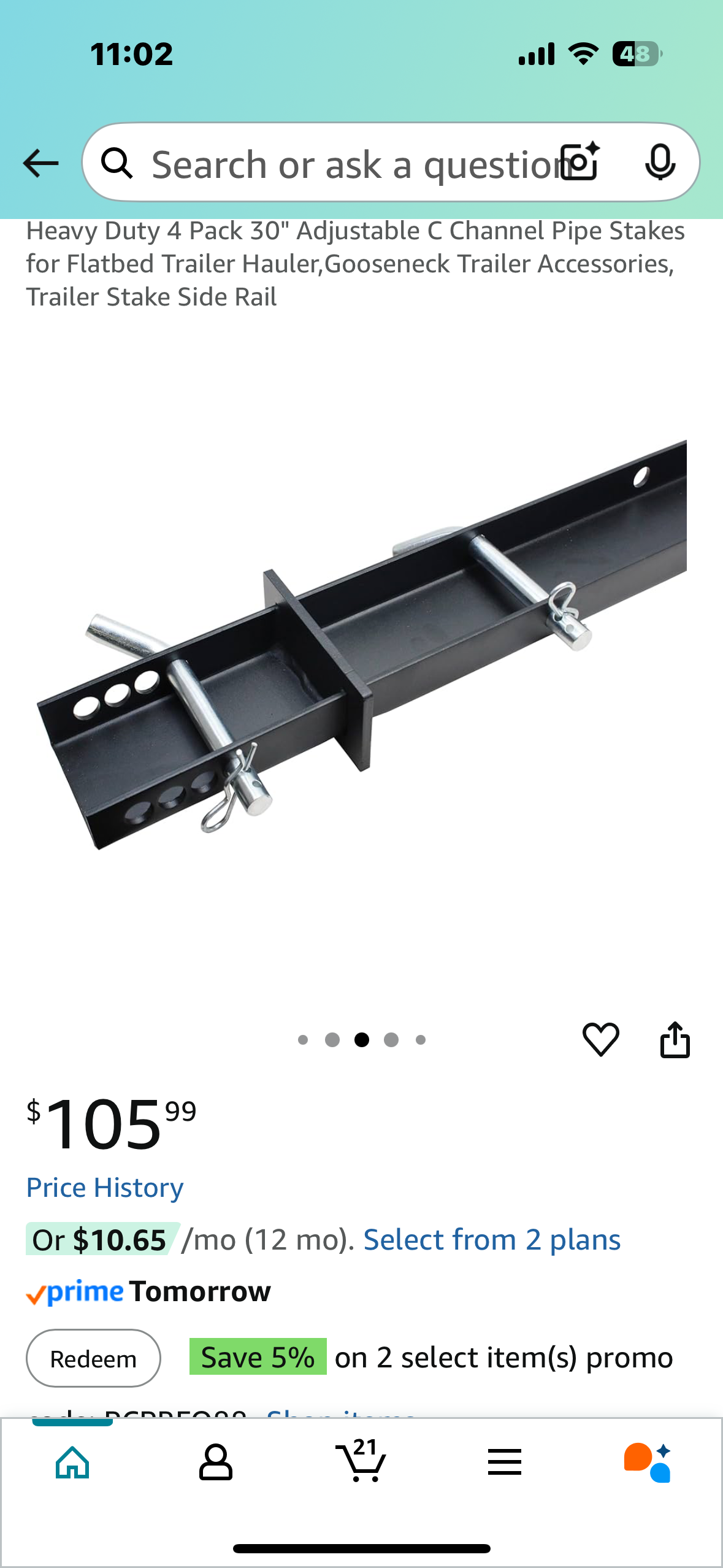 Heavy Duty 4 Pack 30" Adjustable C Channel Pipe Stakes for Flatbed Trailer Hauler,Gooseneck Trailer Accessories, Trailer Stake Side Rail (G825)
