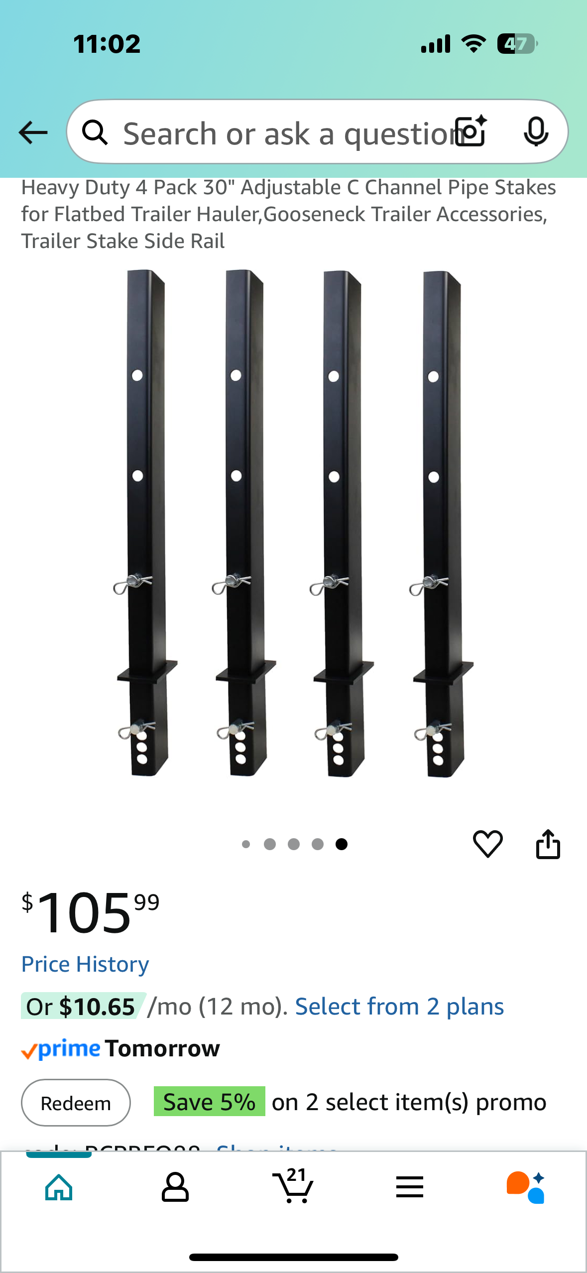 Heavy Duty 4 Pack 30" Adjustable C Channel Pipe Stakes for Flatbed Trailer Hauler,Gooseneck Trailer Accessories, Trailer Stake Side Rail (G825)