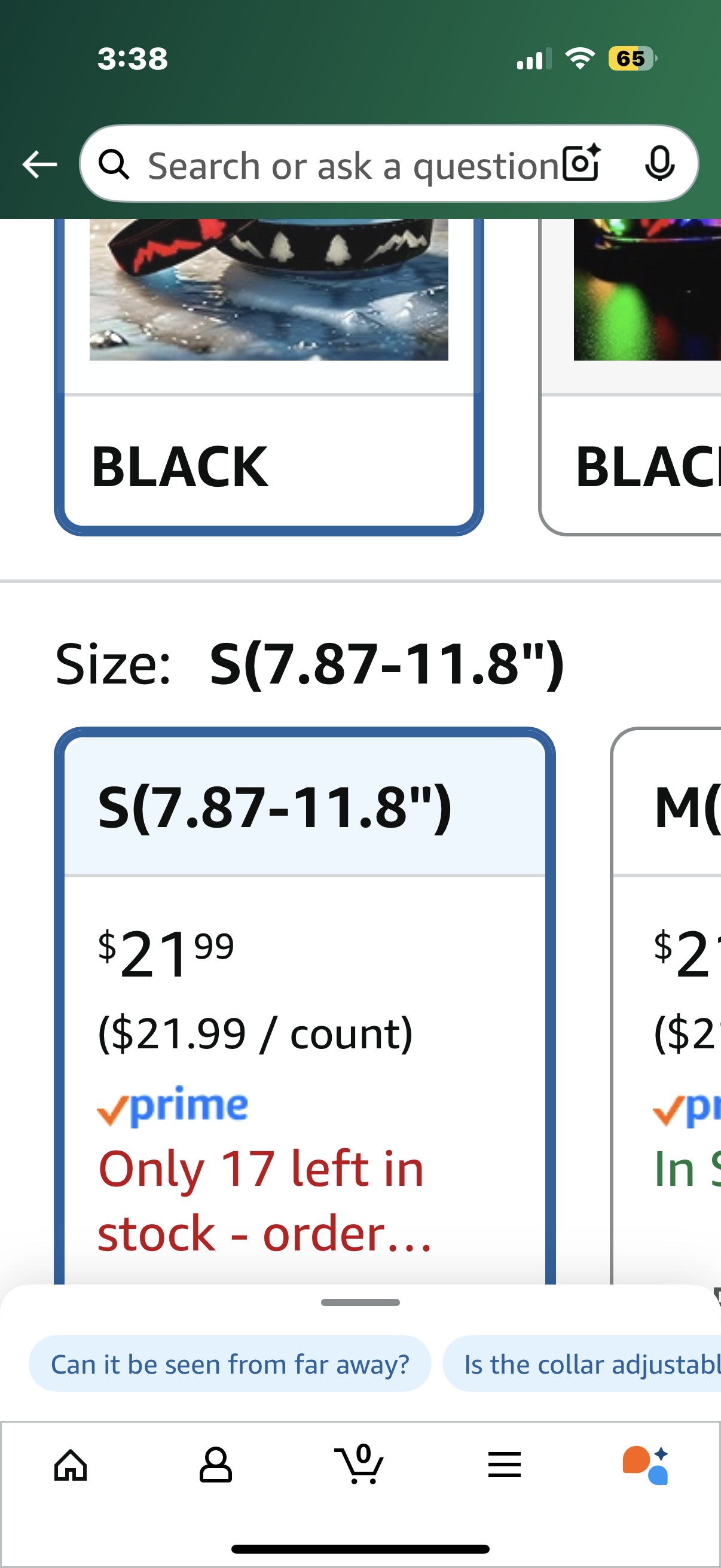 LED Dog Collar, 15 Light Modes, USB-C Rechargeable, Silicone Material, Adjustable Size, (Black, S(7.87-11.8"))