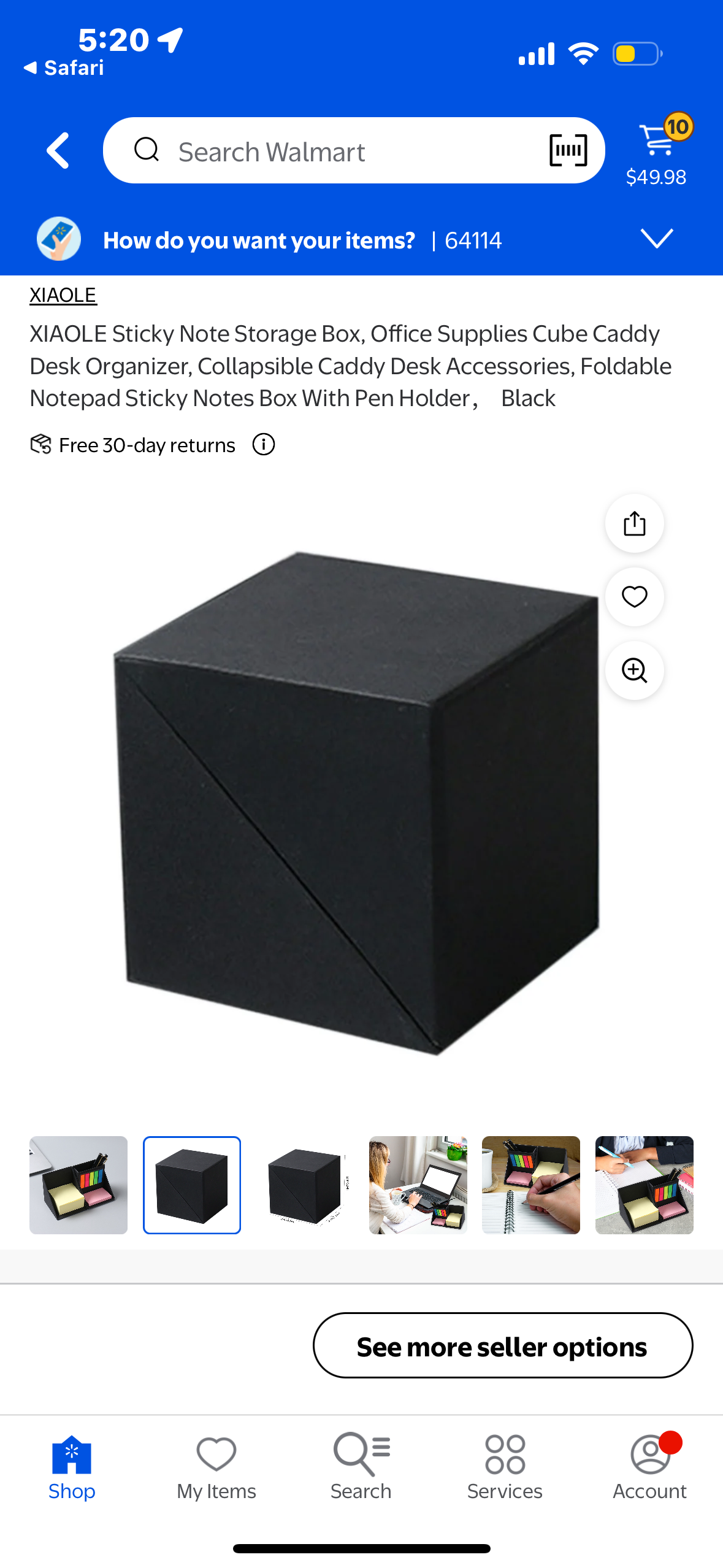 Office Supplies Cube Caddy Desk Organizer Cube Collapsible caddy desk accessories discreet notepad sticky notes box with pen holder foldable, Black