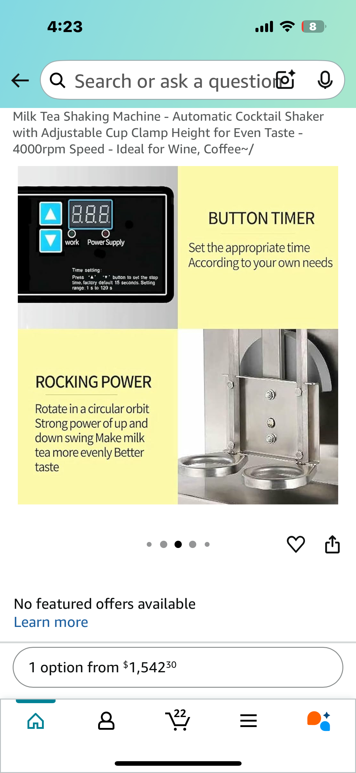 Milk Tea Shaking Machine - Automatic Cocktail Shaker with Adjustable Cup Clamp Height for Even Taste - 4000rpm Speed (R634)