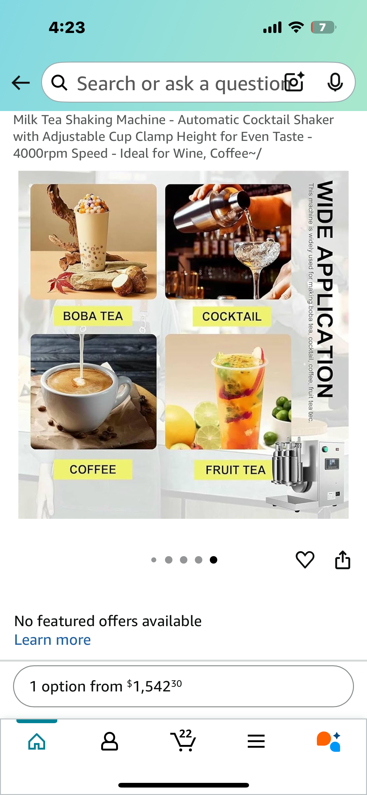 Milk Tea Shaking Machine - Automatic Cocktail Shaker with Adjustable Cup Clamp Height for Even Taste - 4000rpm Speed (R634)