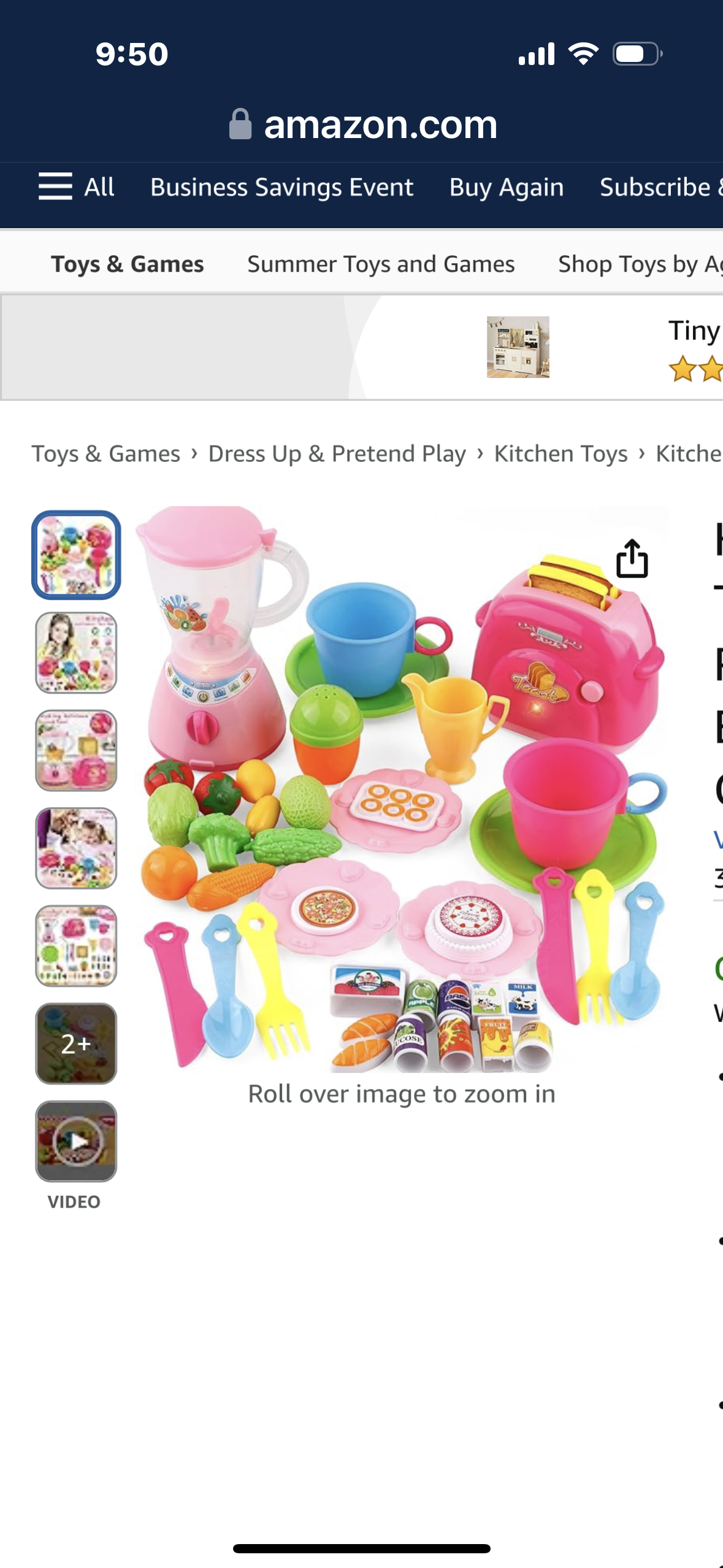 HappyChoi Kitchen Appliances Toys, 42PCS Toy Kitchen Set for Kids, Mini Realistic Blender & Toaster, Educational Toy for Toddler Children Birthday Gift