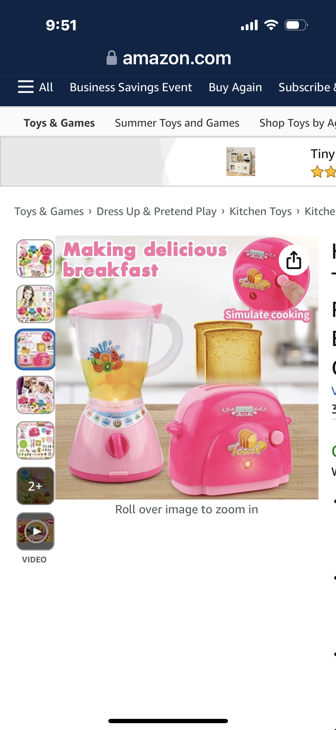 HappyChoi Kitchen Appliances Toys, 42PCS Toy Kitchen Set for Kids, Mini Realistic Blender & Toaster, Educational Toy for Toddler Children Birthday Gift