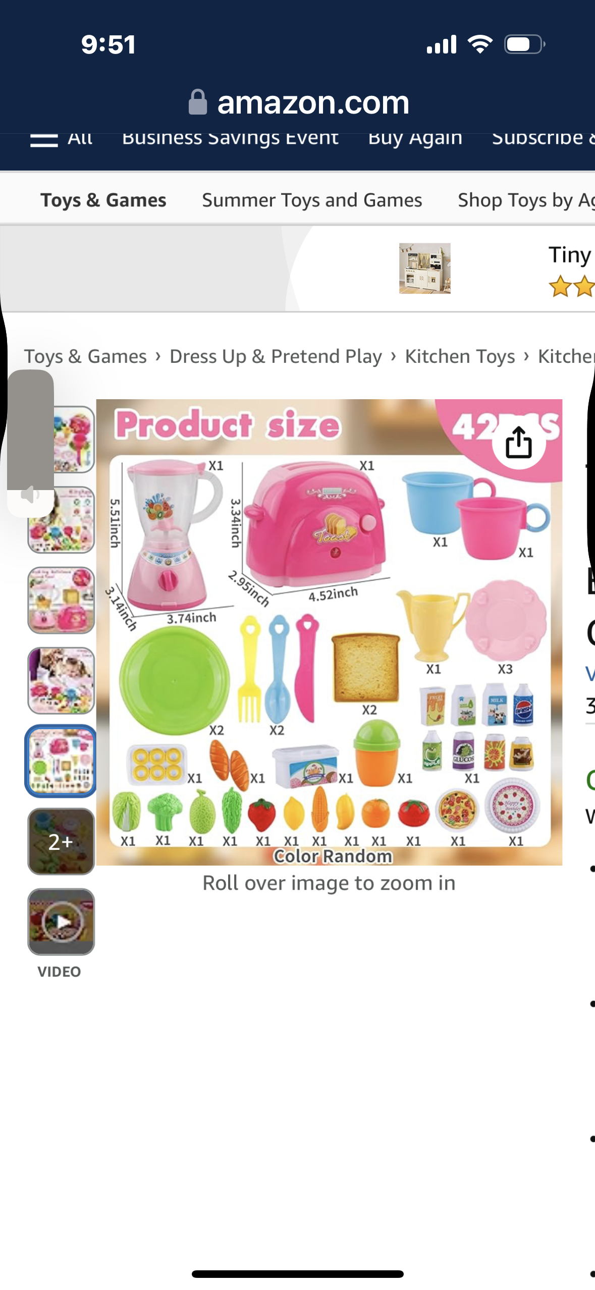 HappyChoi Kitchen Appliances Toys, 42PCS Toy Kitchen Set for Kids, Mini Realistic Blender & Toaster, Educational Toy for Toddler Children Birthday Gift