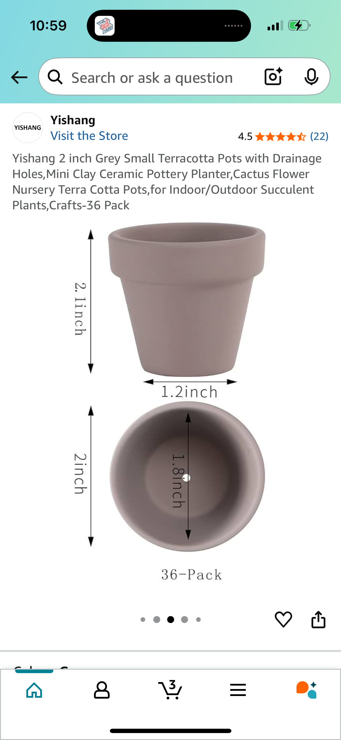 Yishang 2 inch Grey Small Terracotta Pots with Drainage Holes,Mini Clay Ceramic Pottery Planter,Cactus Flower Nursery Terra Cotta Pots,for Indoor/Outdoor Succulent Plants,Crafts-36 Pack
