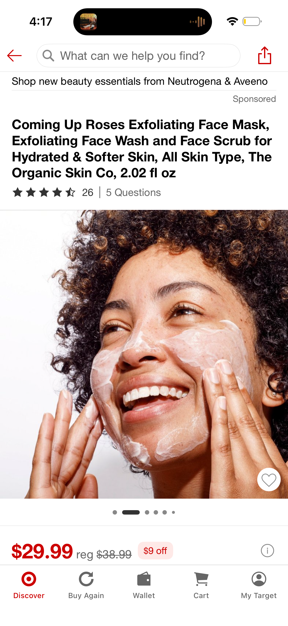 Coming Up Roses Exfoliating Face Mask, Exfoliating Face Wash and Face Scrub for Hydrated & Softer Skin, All Skin Type, The Organic Skin Co, 2.02 fl oz