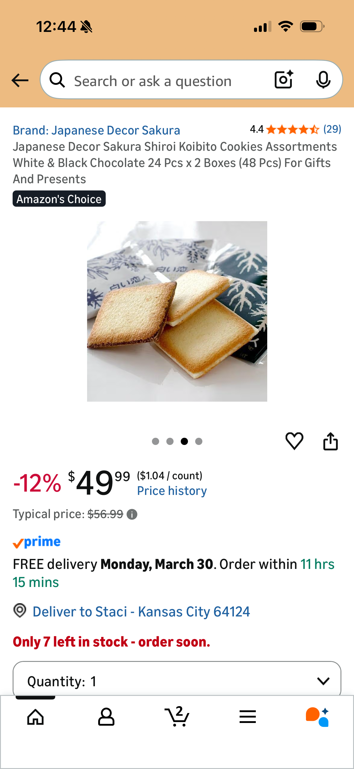 Japanese Decor Sakura Shiroi Koibito Cookies Assortments White & Black Chocolate 24 Pcs x 2 Boxes (48 Pcs) For Gifts And Presents