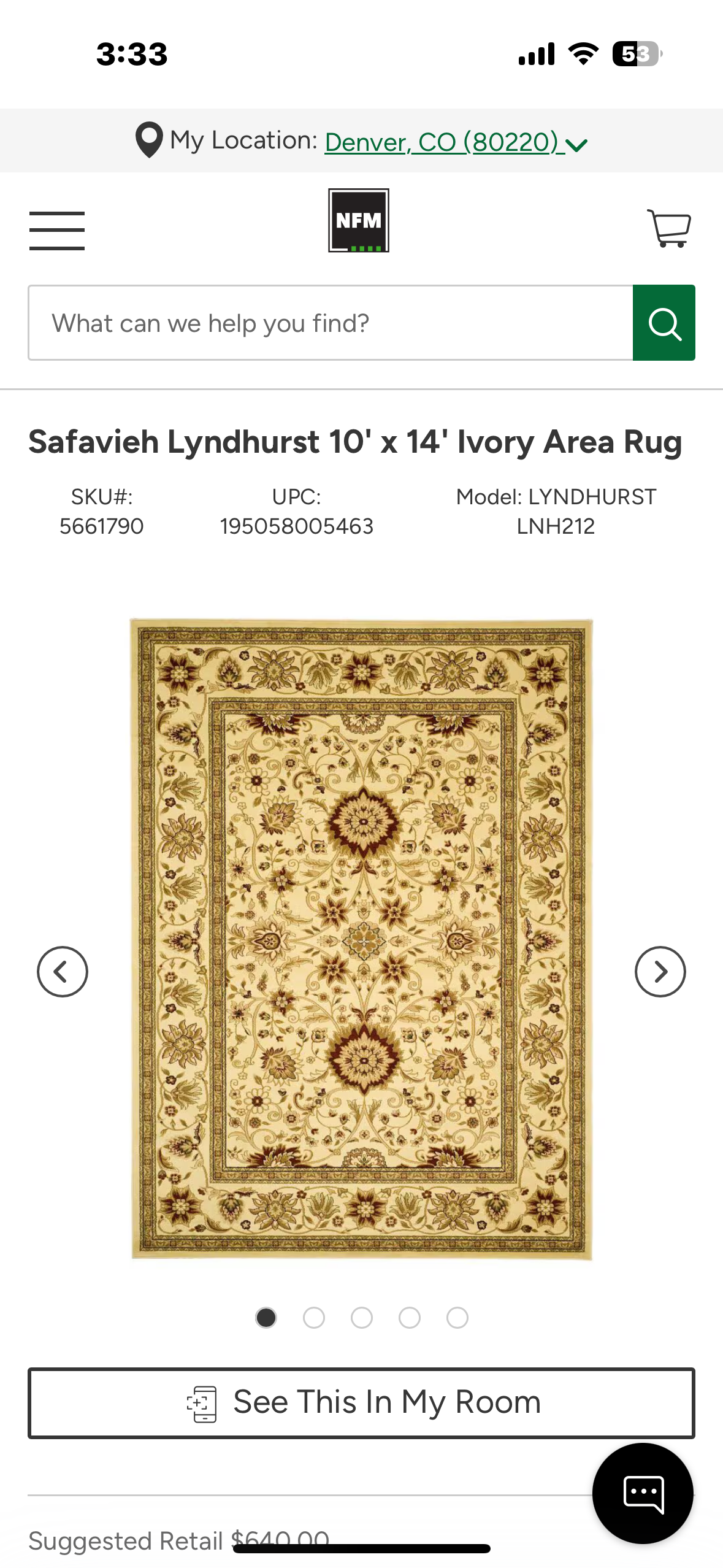 New - Safavieh Lyndhurst 10' x 14' Ivory Area Rug (L871)