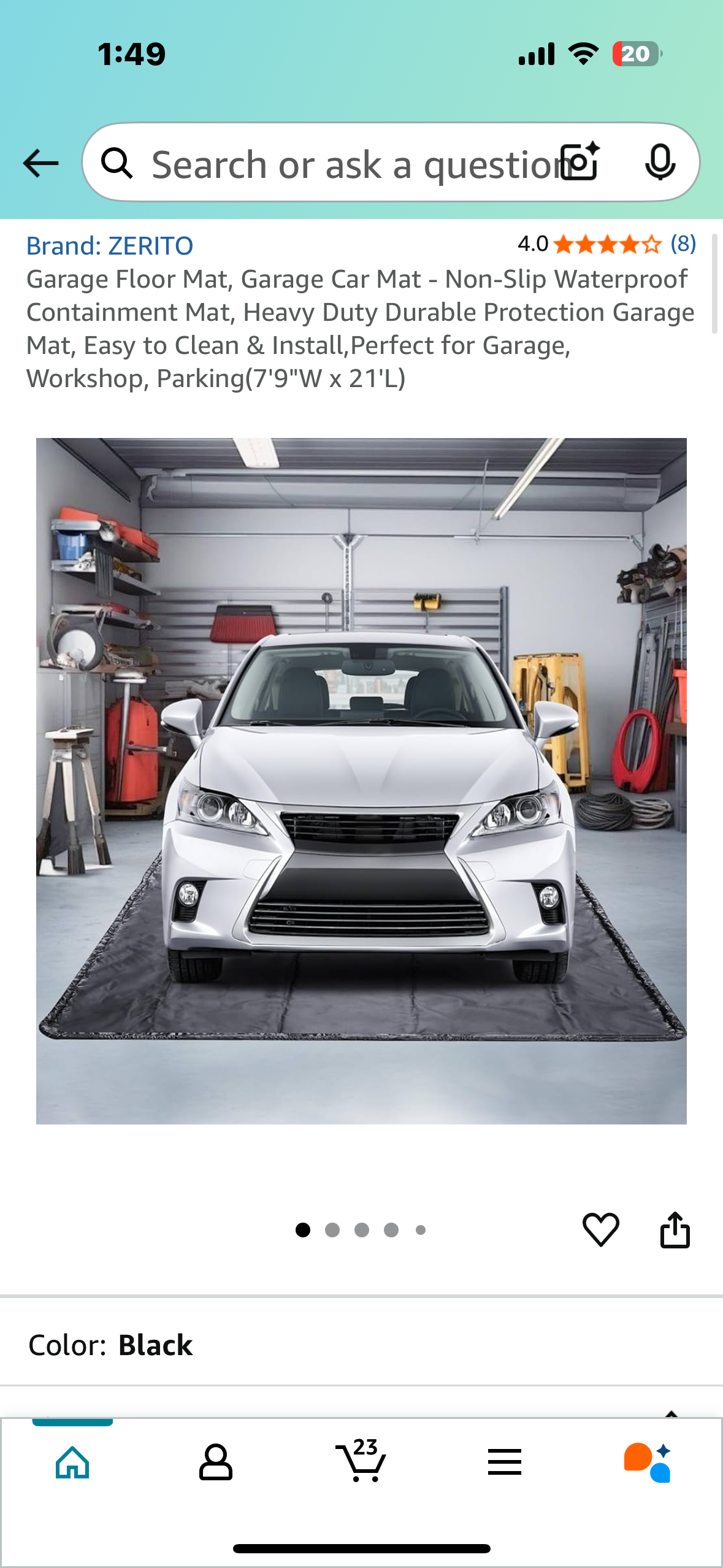 Garage Floor Mat, Non-Slip, Waterproof Containment Mat, Heavy Duty Durable Protection, Easy to Clean & Install, Perfect for Garage, Workshop, Parking(7'9"W x 21'L) (G827)