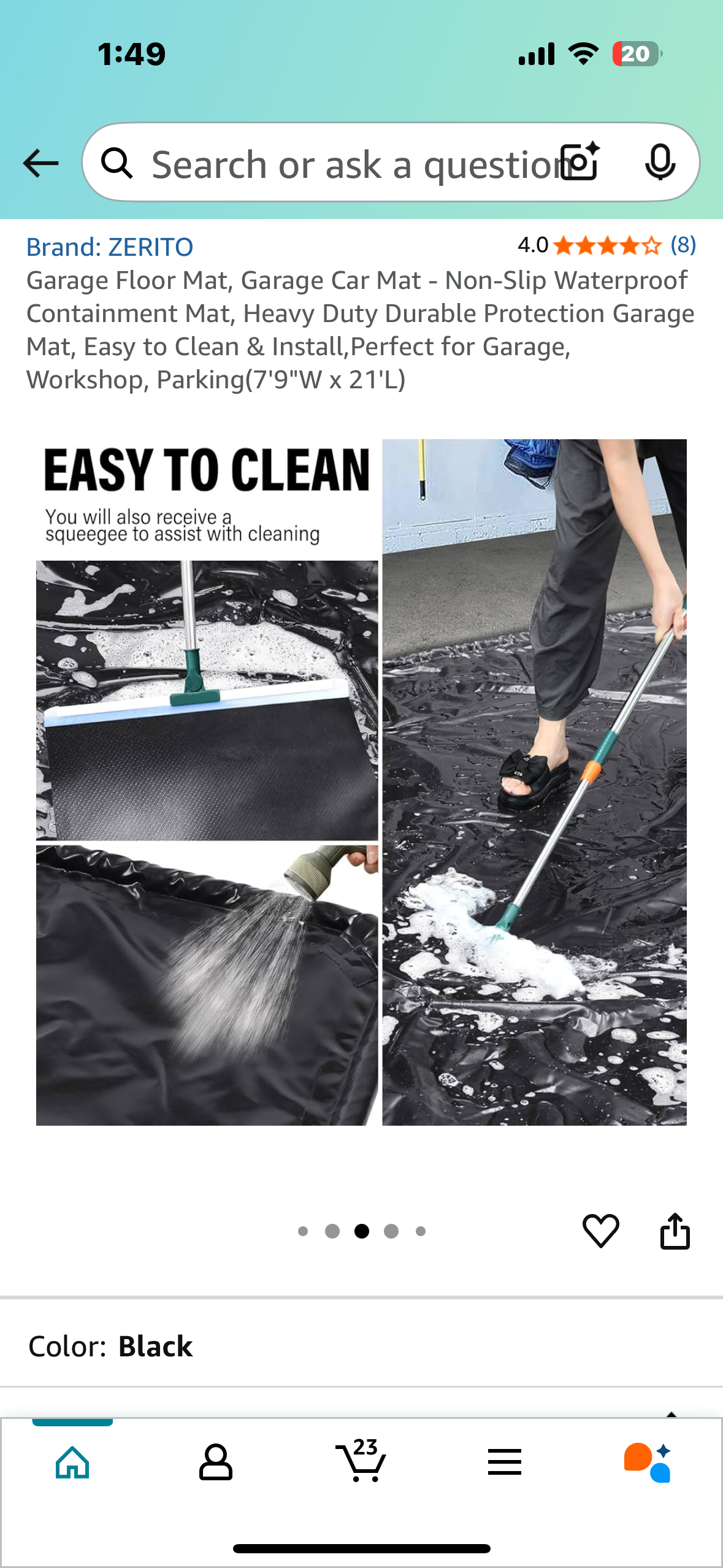 Garage Floor Mat, Non-Slip, Waterproof Containment Mat, Heavy Duty Durable Protection, Easy to Clean & Install, Perfect for Garage, Workshop, Parking(7'9"W x 21'L) (G827)