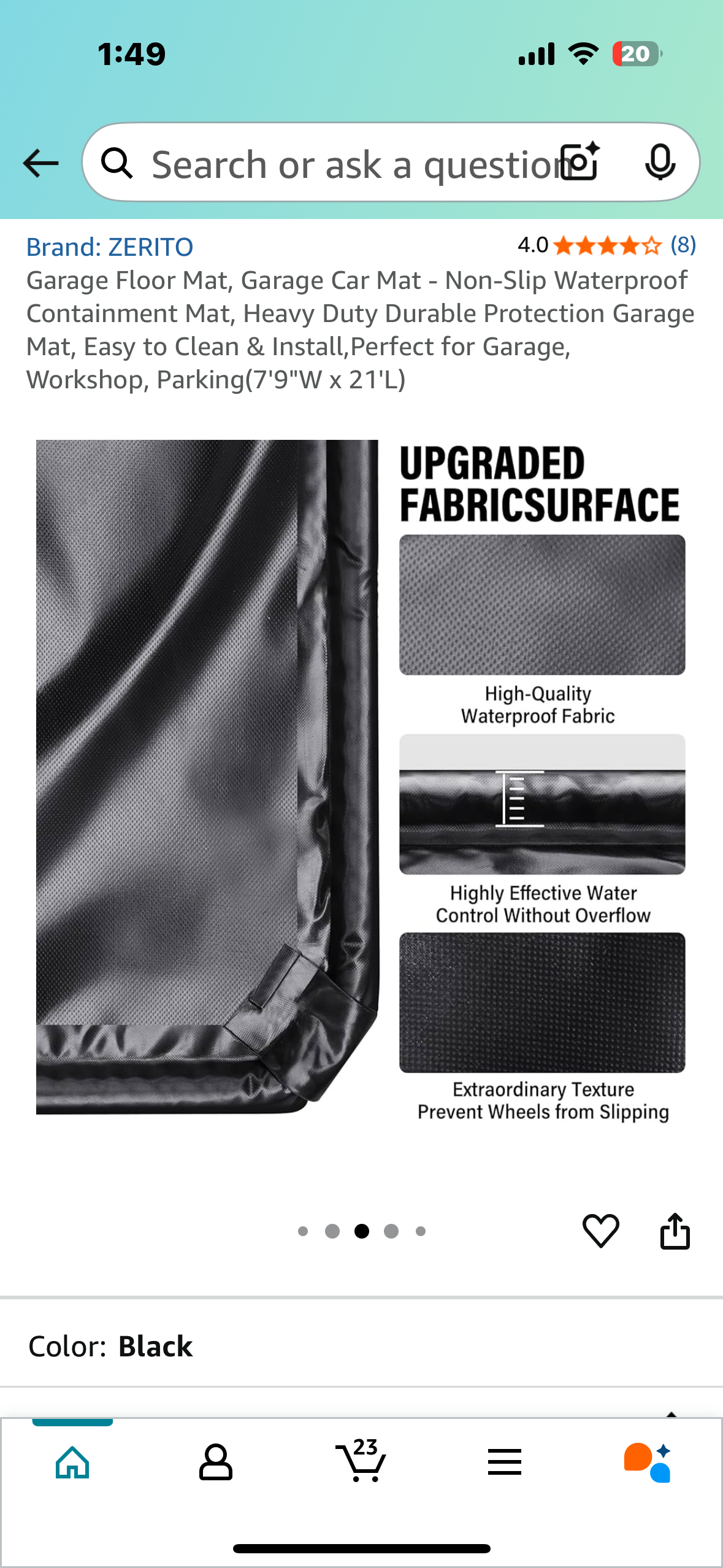 Garage Floor Mat, Non-Slip, Waterproof Containment Mat, Heavy Duty Durable Protection, Easy to Clean & Install, Perfect for Garage, Workshop, Parking(7'9"W x 21'L) (G827)