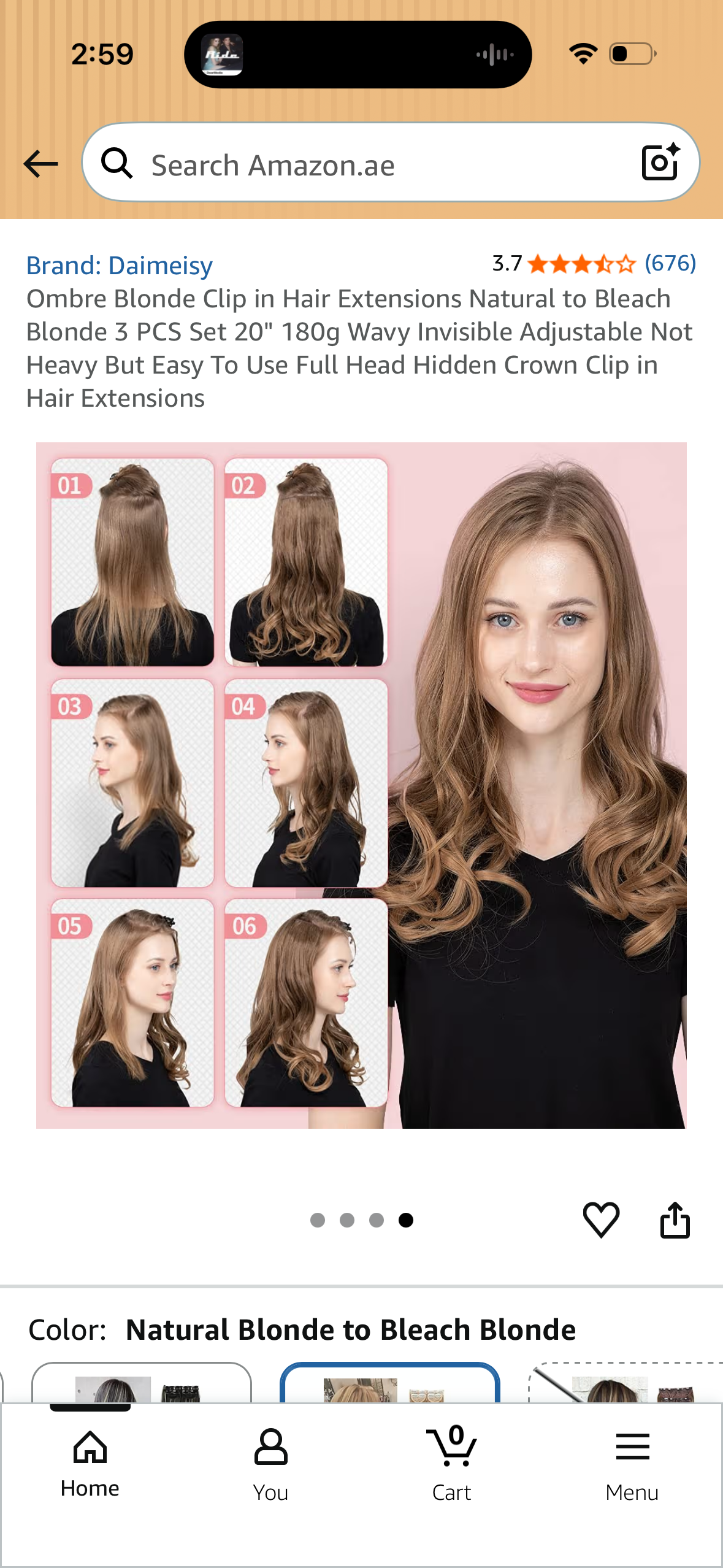 Ombre Blonde Clip in Hair Extensions Natural to Bleach Blonde 3 PCS Set 20" 180g Wavy Invisible Adjustable Not Heavy But Easy To Use Full Head Hidden Crown Clip in Hair Extensions