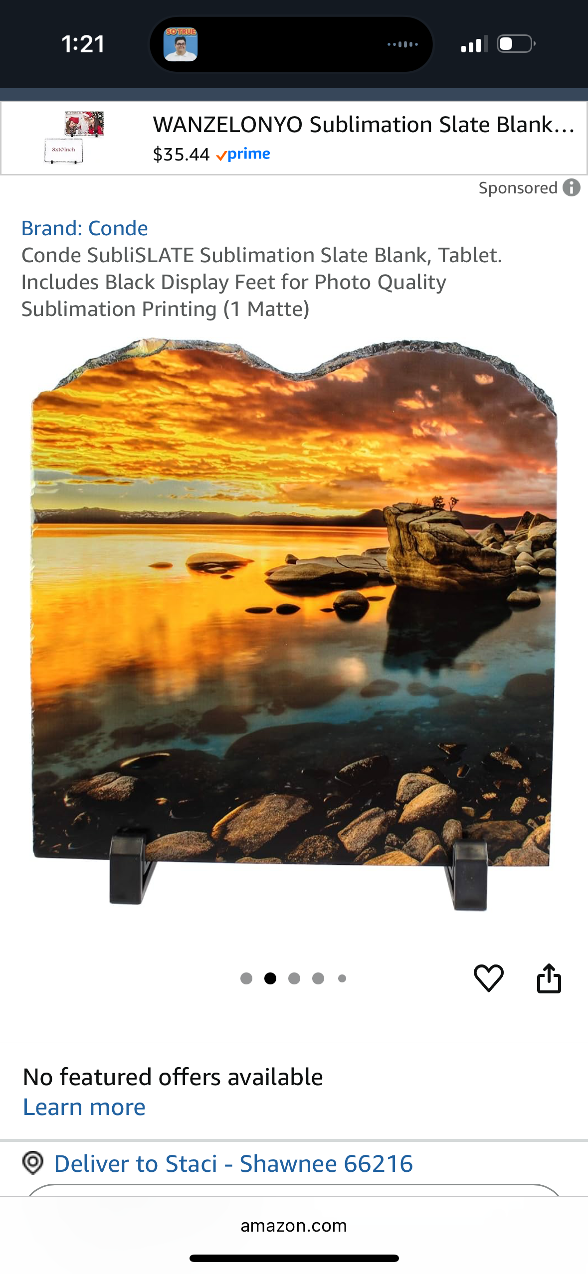 Conde SubliSLATE Sublimation Slate Blank, Rectangle. Includes Black Display Feet for Photo Quality Sublimation Printing (1 Gloss, Medium)
