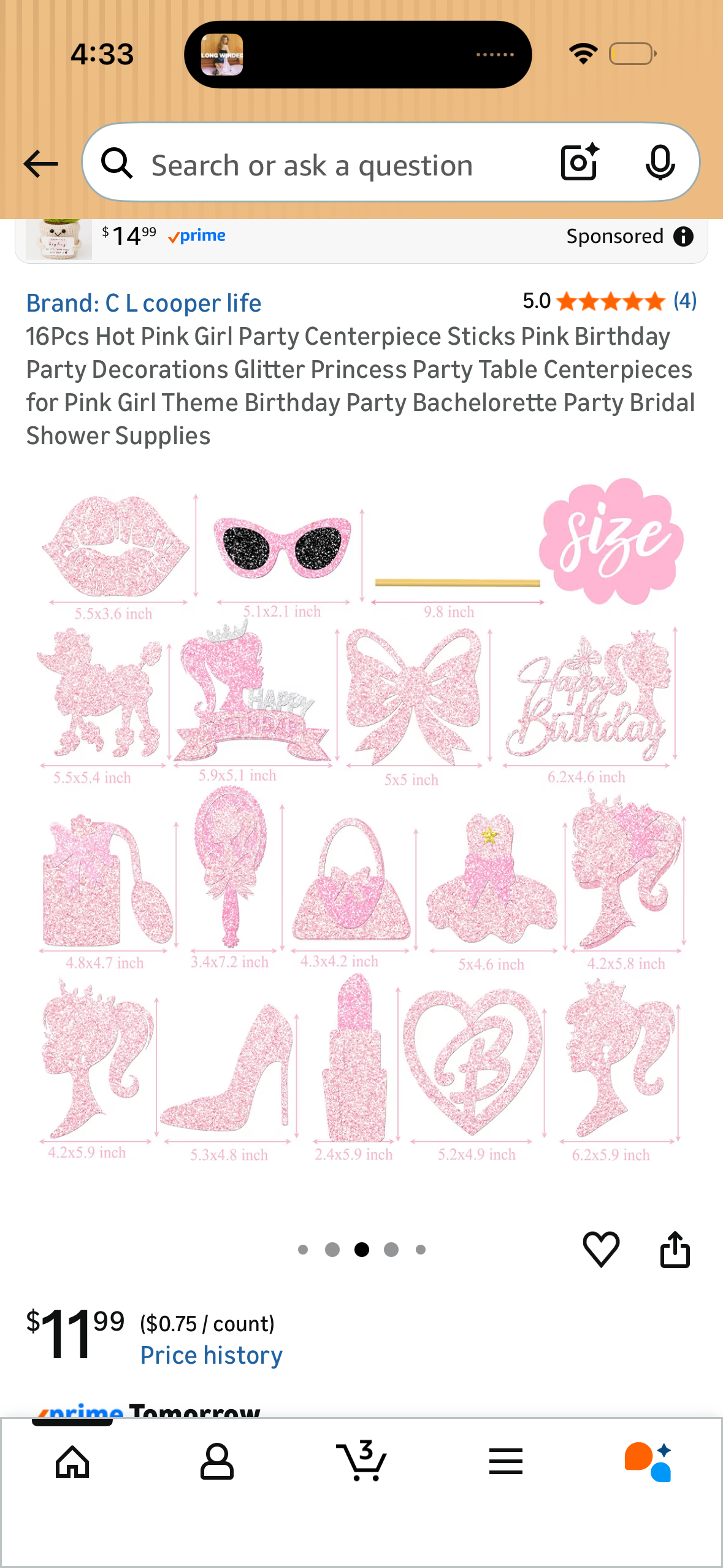 16Pcs Hot Pink Girl Party Centerpiece Sticks Pink Birthday Party Decorations Glitter Princess Party Table Centerpieces for Pink Girl Theme Birthday Party Bachelorette Party Bridal Shower Supplies