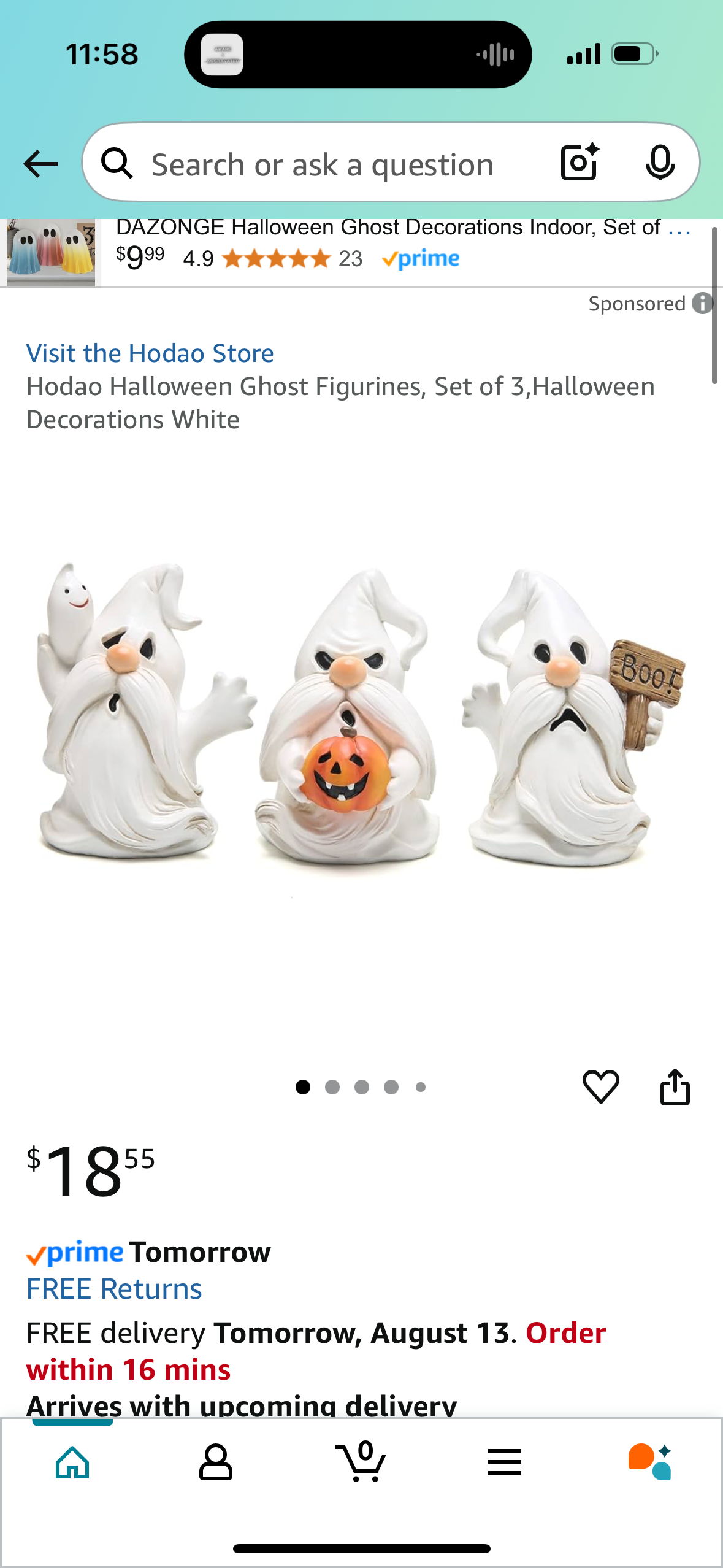 Hodao Halloween Ghost Figurines, Set of 3,Halloween Decorations White