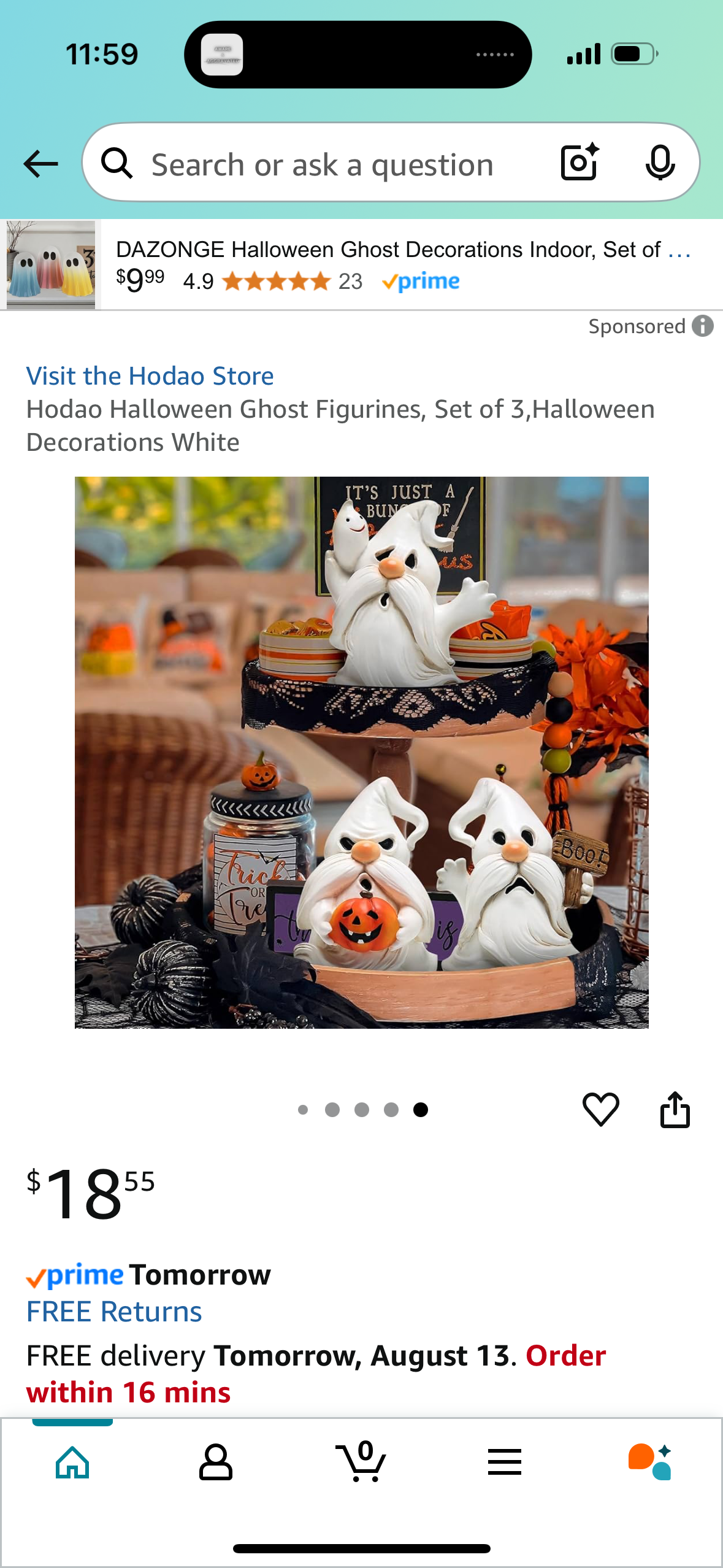 Hodao Halloween Ghost Figurines, Set of 3,Halloween Decorations White