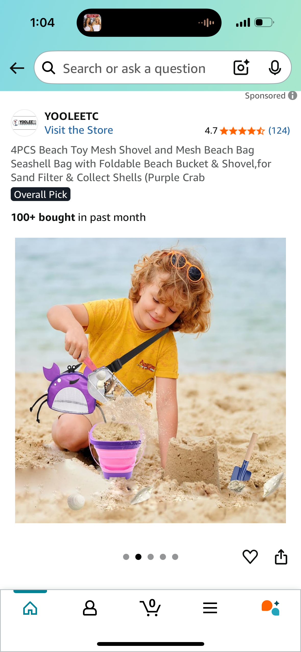 4PCS Beach Toy Mesh Shovel and Mesh Beach Bag Seashell Bag with Foldable Beach Bucket & Shovel,for Sand Filter & Collect Shells (Purple Crab) Look hi