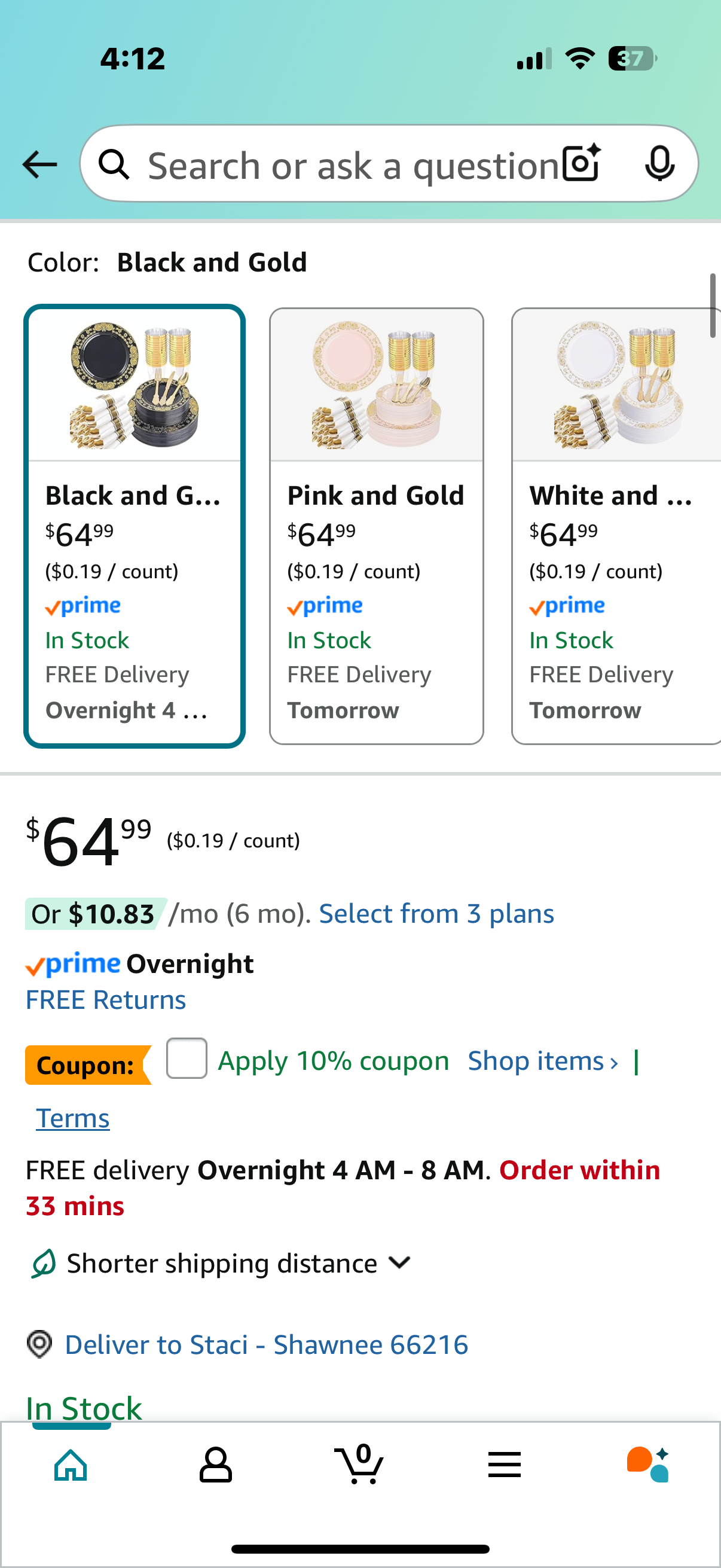 GATHER 350PCS Black and Gold Plastic Plates - Gold Disposable Dinnerware Set Include 50 Dinner Plates, 50 Dessert Plates, 150 Gold Plastic Silverware, 50 Napkins, 50 Cups for Party & Wedding