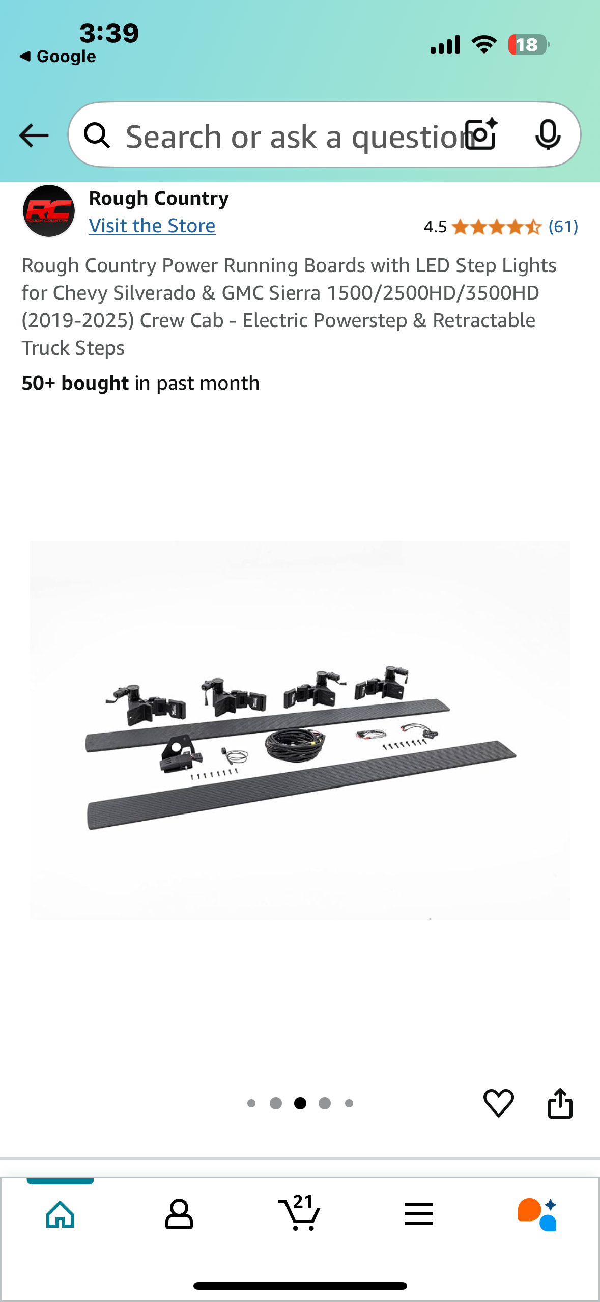 New - Rough Country Retractable Power Running Boards with LED Step Lights for Chevy Silverado & GMC Sierra 1500/2500HD/3500HD Crew Cab (G750)