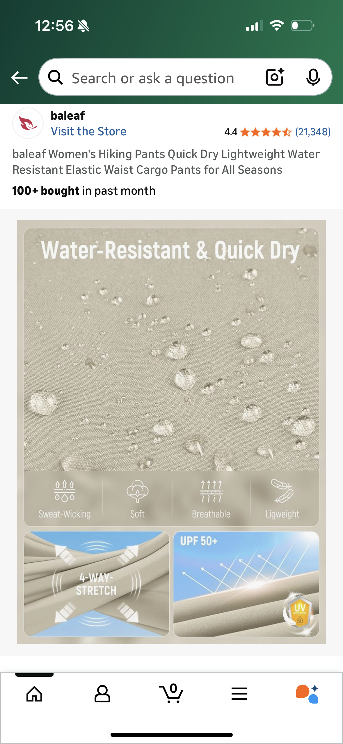 Women's Hiking Pants Quick Dry Lightweight Water Resistant Elastic Waist Cargo Pants for All Seasons (Size Large)