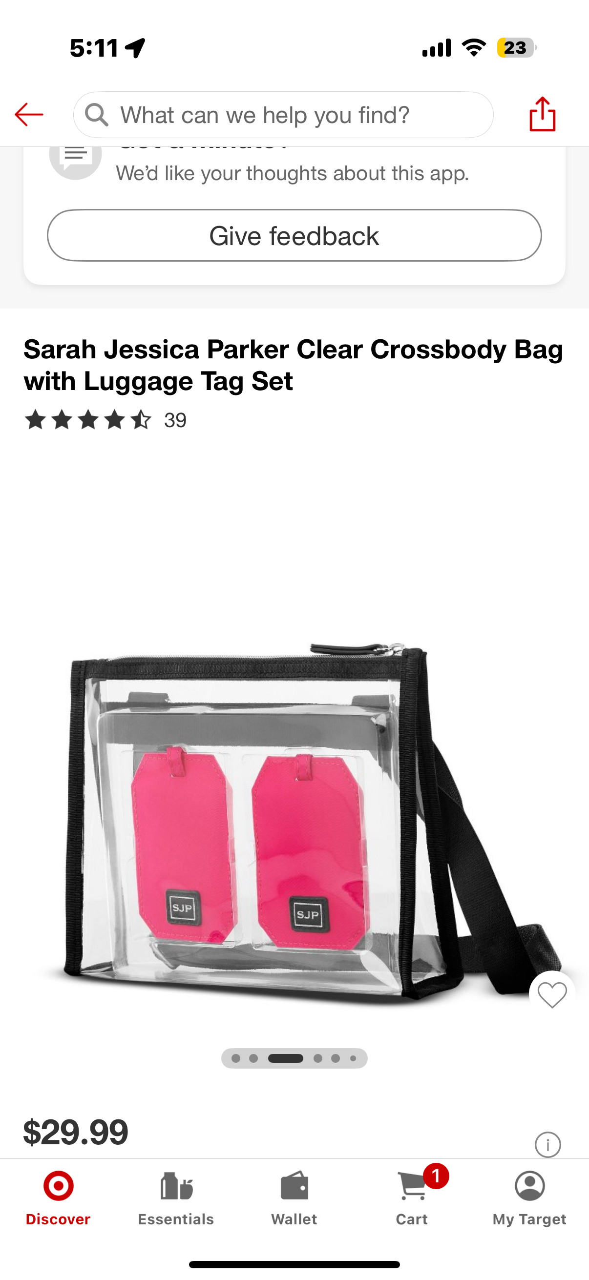 Sarah Jessica Parker Clear Crossbody Bag with Luggage Tag Set