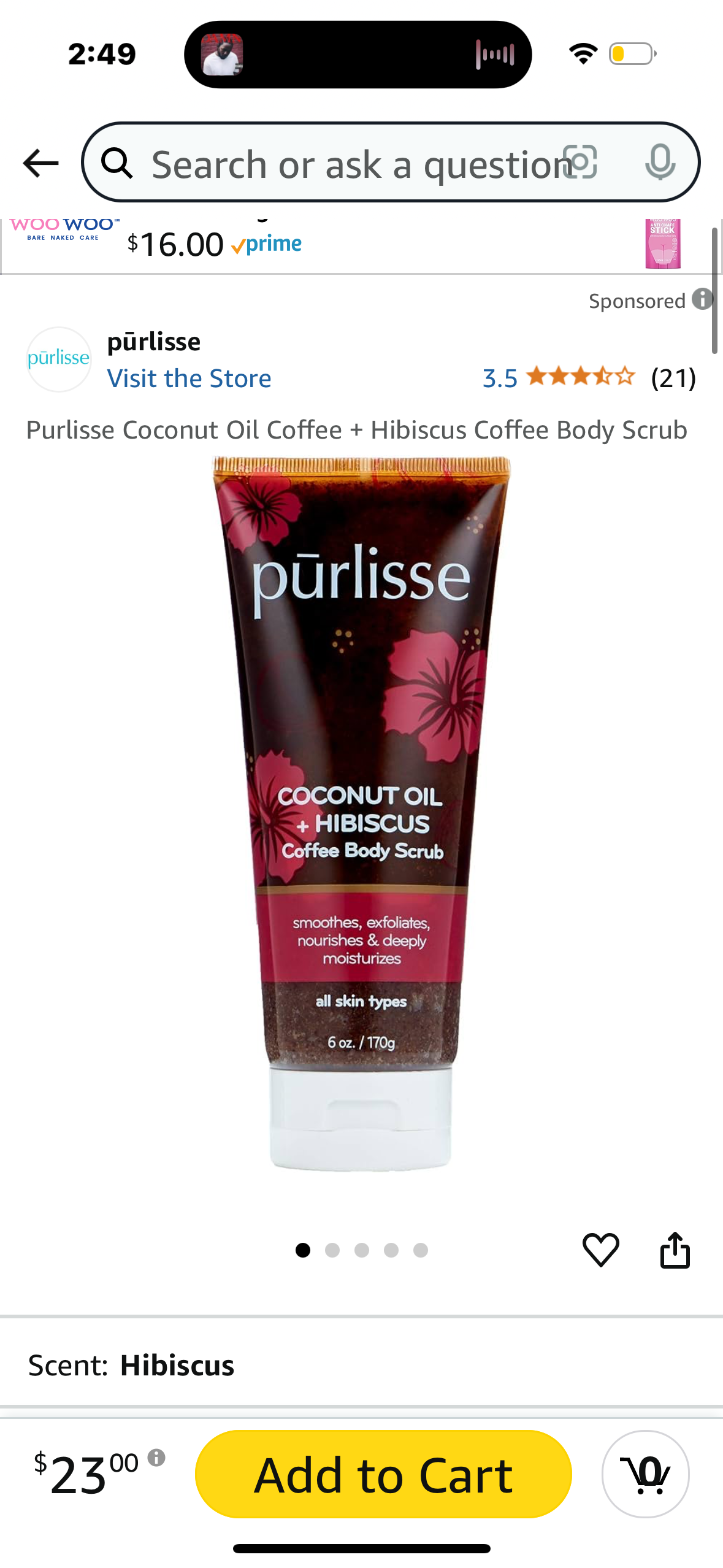 Purlisse Coconut Oil Coffee + Hibiscus Coffee Body Scrub