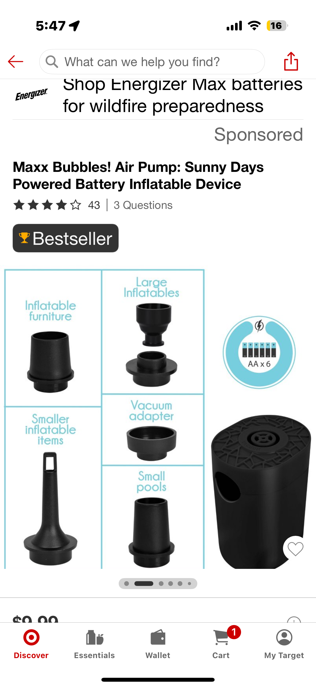 Maxx Bubbles! Air Pump: Sunny Days Powered Battery Inflatable Device