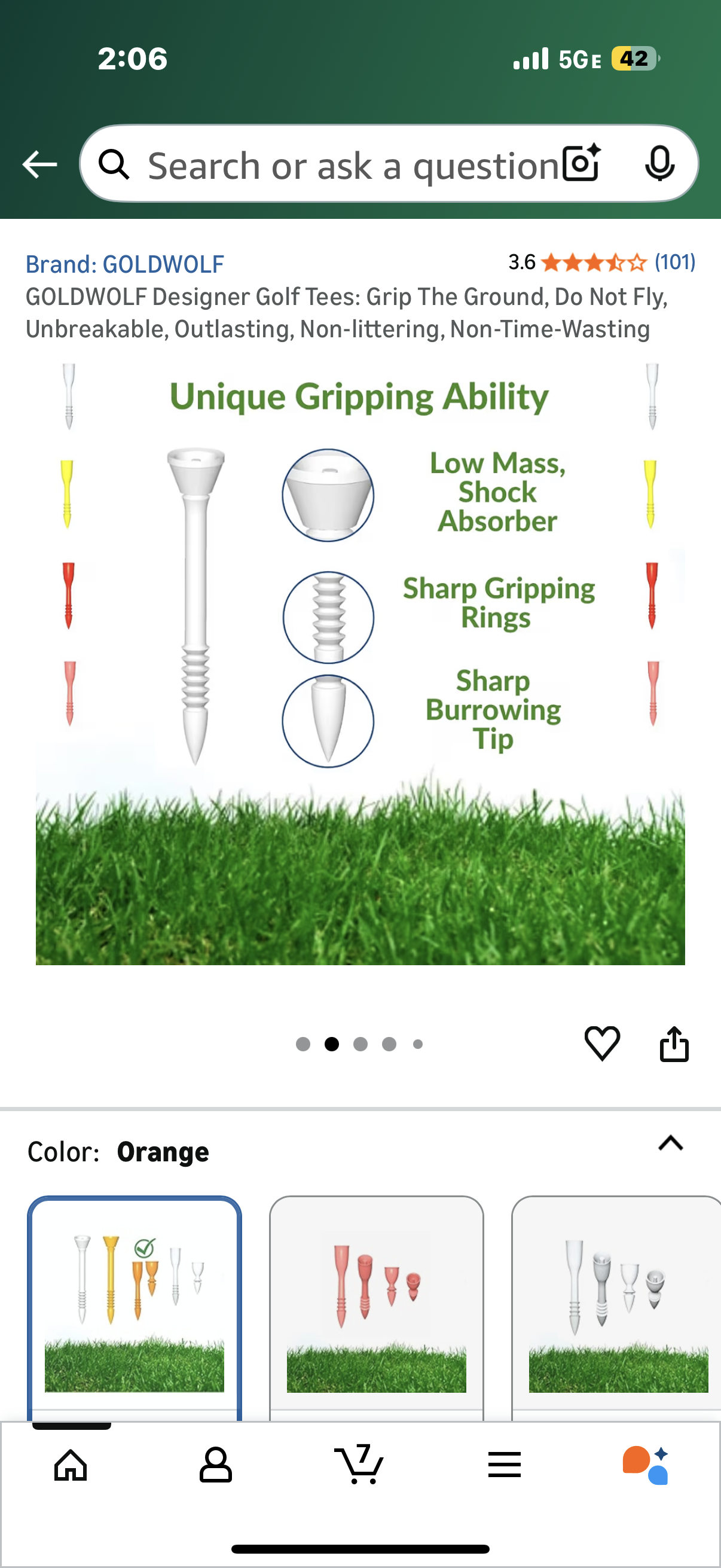 GOLDWOLF Designer Golf Tees: Grip The Ground, Do Not Fly, Unbreakable, Outlasting, Non-littering, Non-Time-Wasting