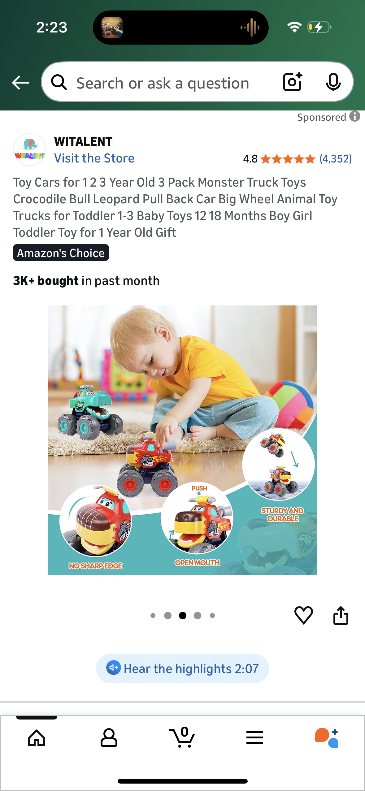 Toy Cars for 1 2 3 Year Old 3 Pack Monster Truck Toys Crocodile Bull Leopard Pull Back Car Big Wheel Animal Toy Trucks for Toddler 1-3 Baby Toys 12 18 Months Boy Girl Toddler Toy for 1 Year Old Gift