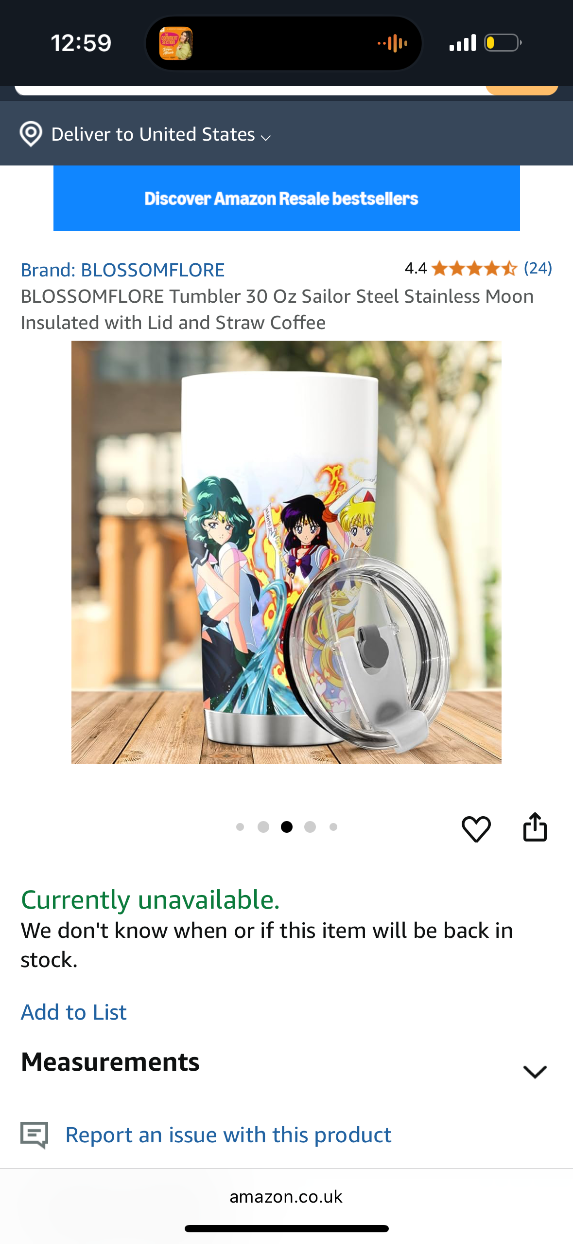 BLOSSOMFLORE Tumbler 30 Oz Sailor Steel Stainless Moon Insulated with Lid and Straw Coffee