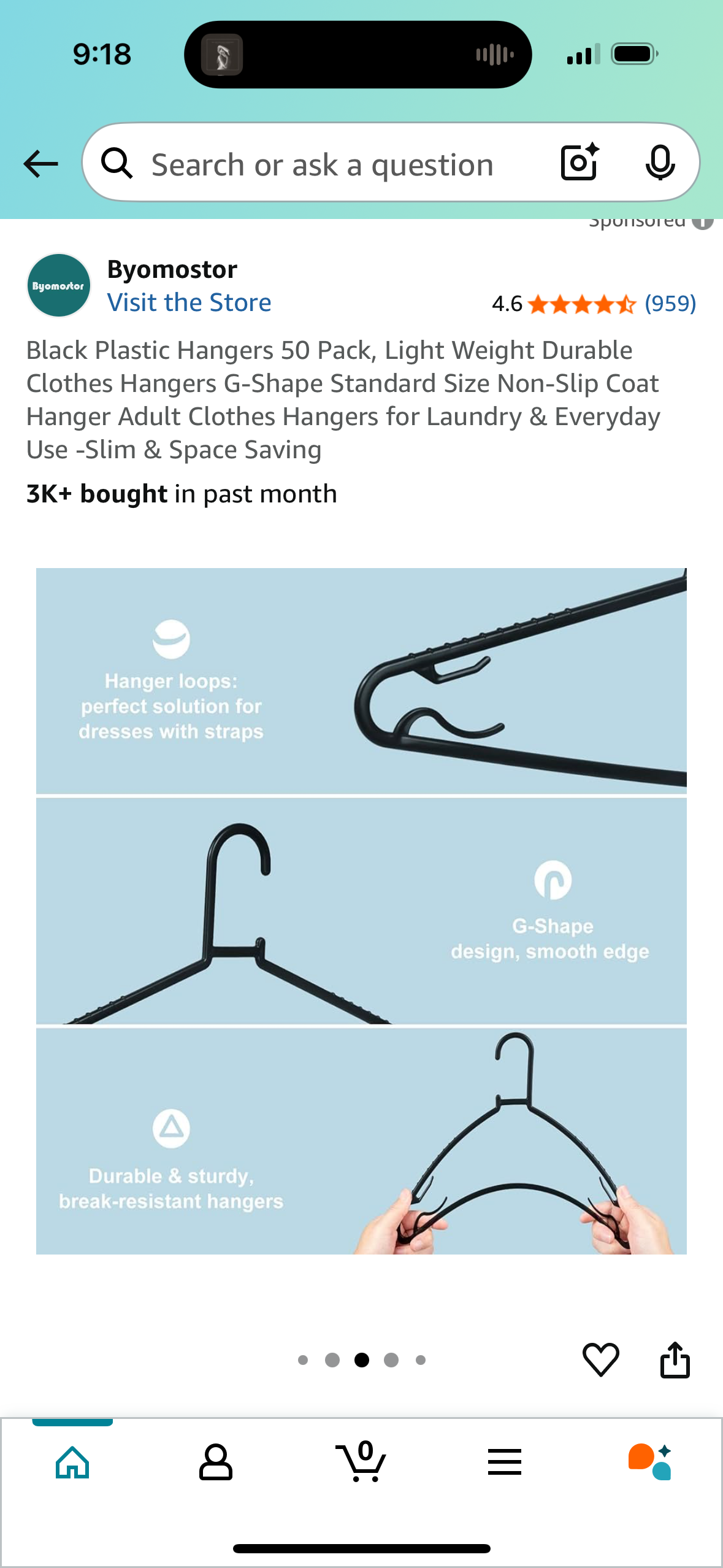 Black Plastic Hangers 50 Pack, Light Weight Durable Clothes Hangers G-Shape Standard Size Non-Slip Coat Hanger Adult Clothes Hangers for Laundry & Everyday Use -Slim & Space Saving